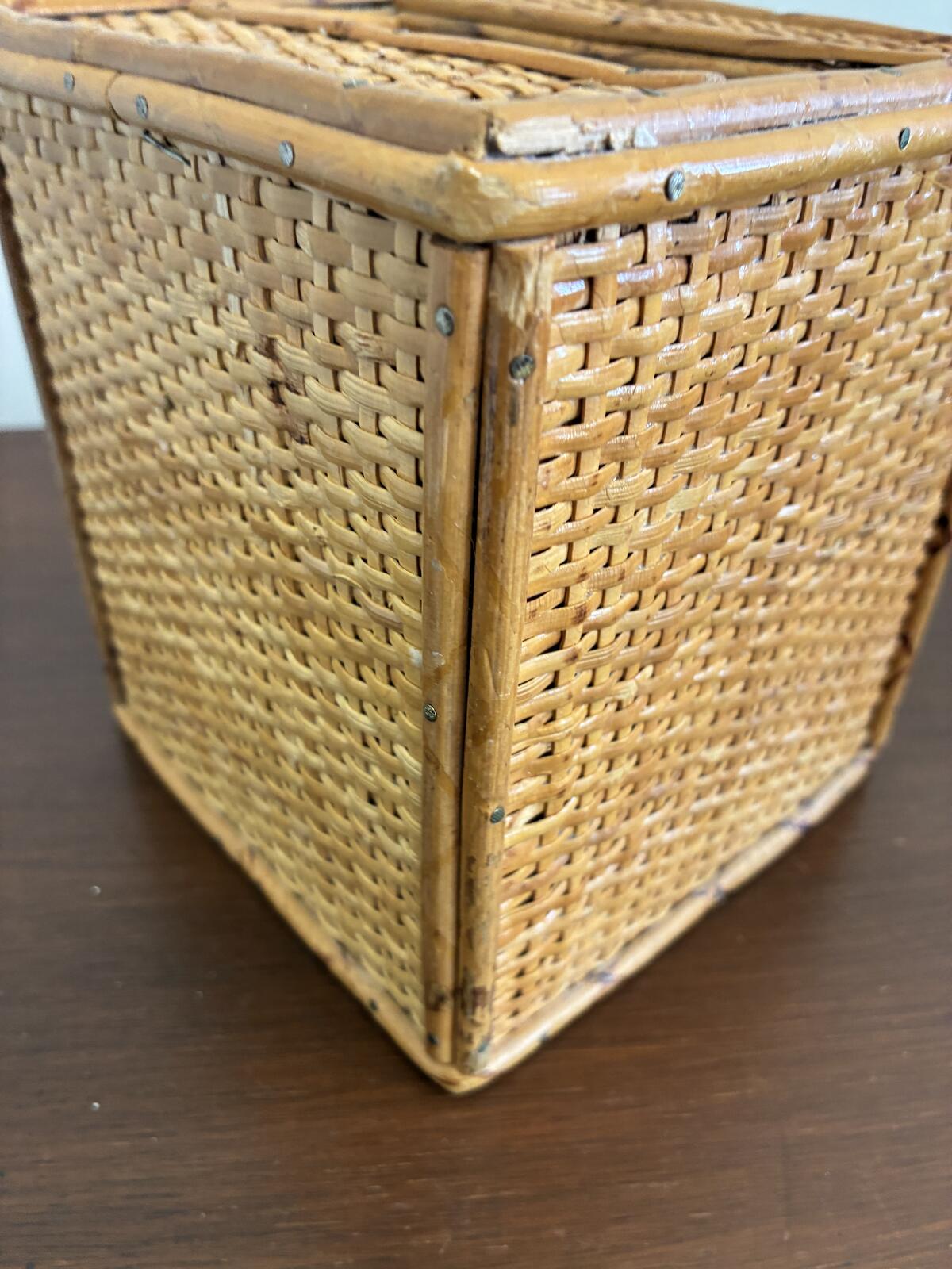 Vintage Woven Bamboo Rattan Tissue Box Holder - Boho Cover-Cottage Chic