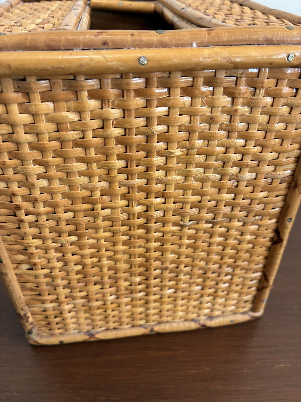 Vintage Woven Bamboo Rattan Tissue Box Holder - Boho Cover-Cottage Chic