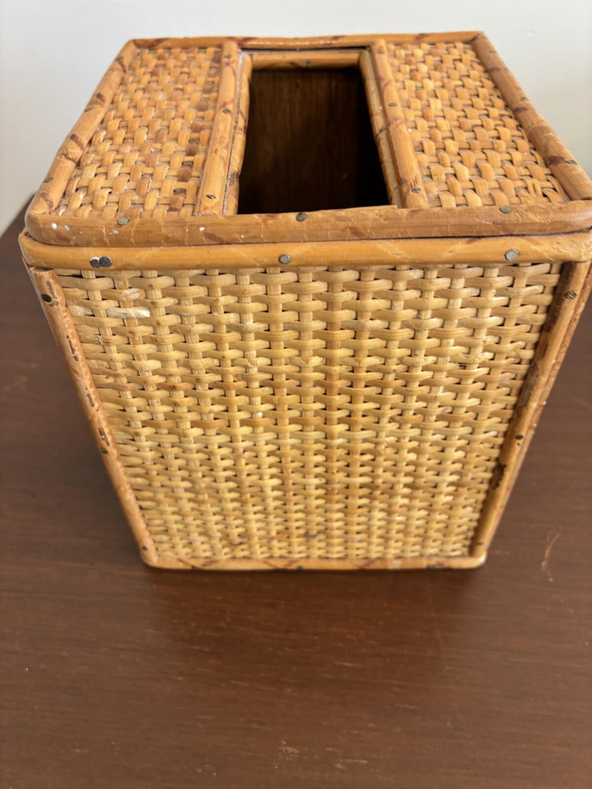 Vintage Woven Bamboo Rattan Tissue Box Holder - Boho Cover-Cottage Chic