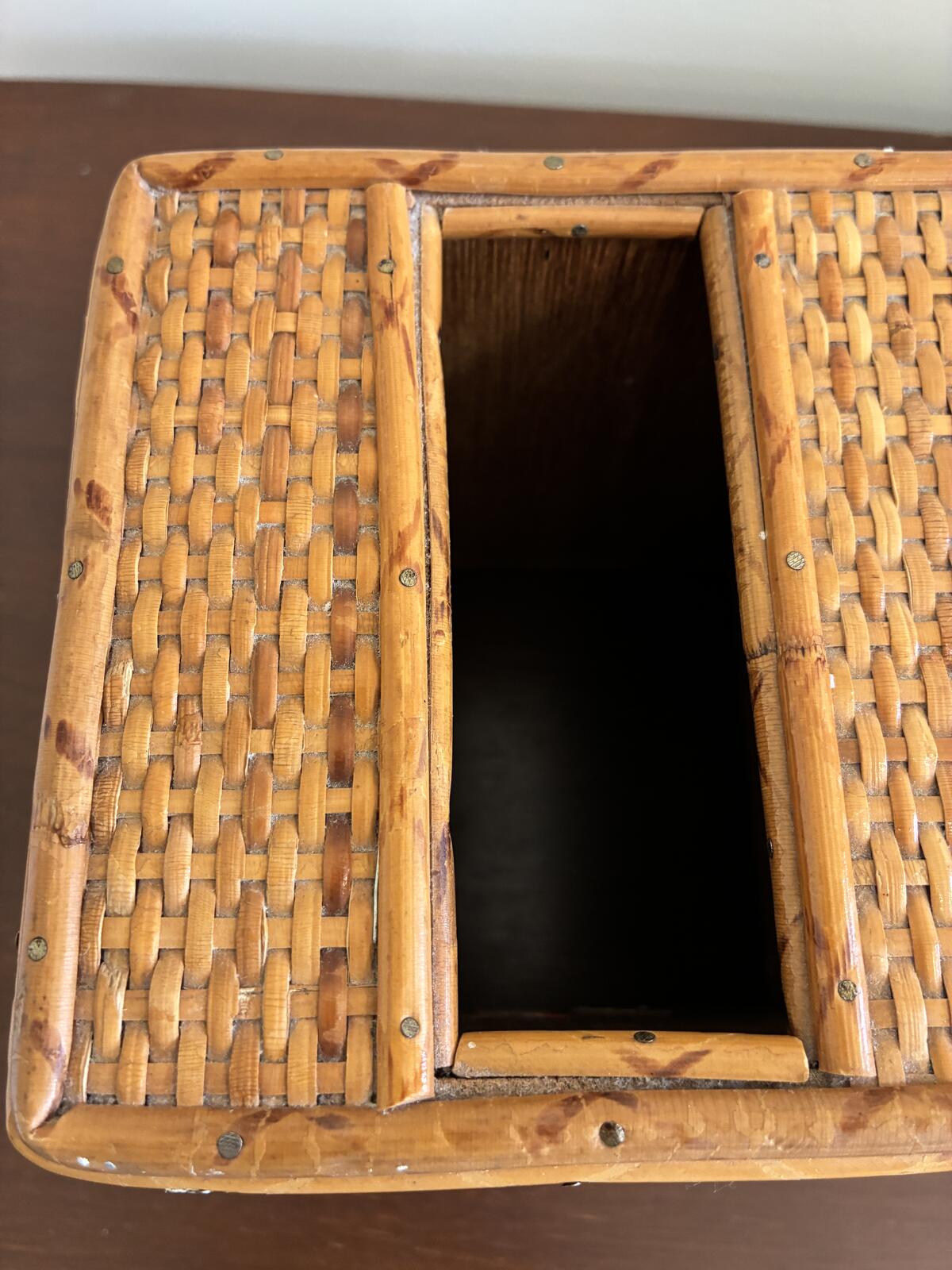 Vintage Woven Bamboo Rattan Tissue Box Holder - Boho Cover-Cottage Chic