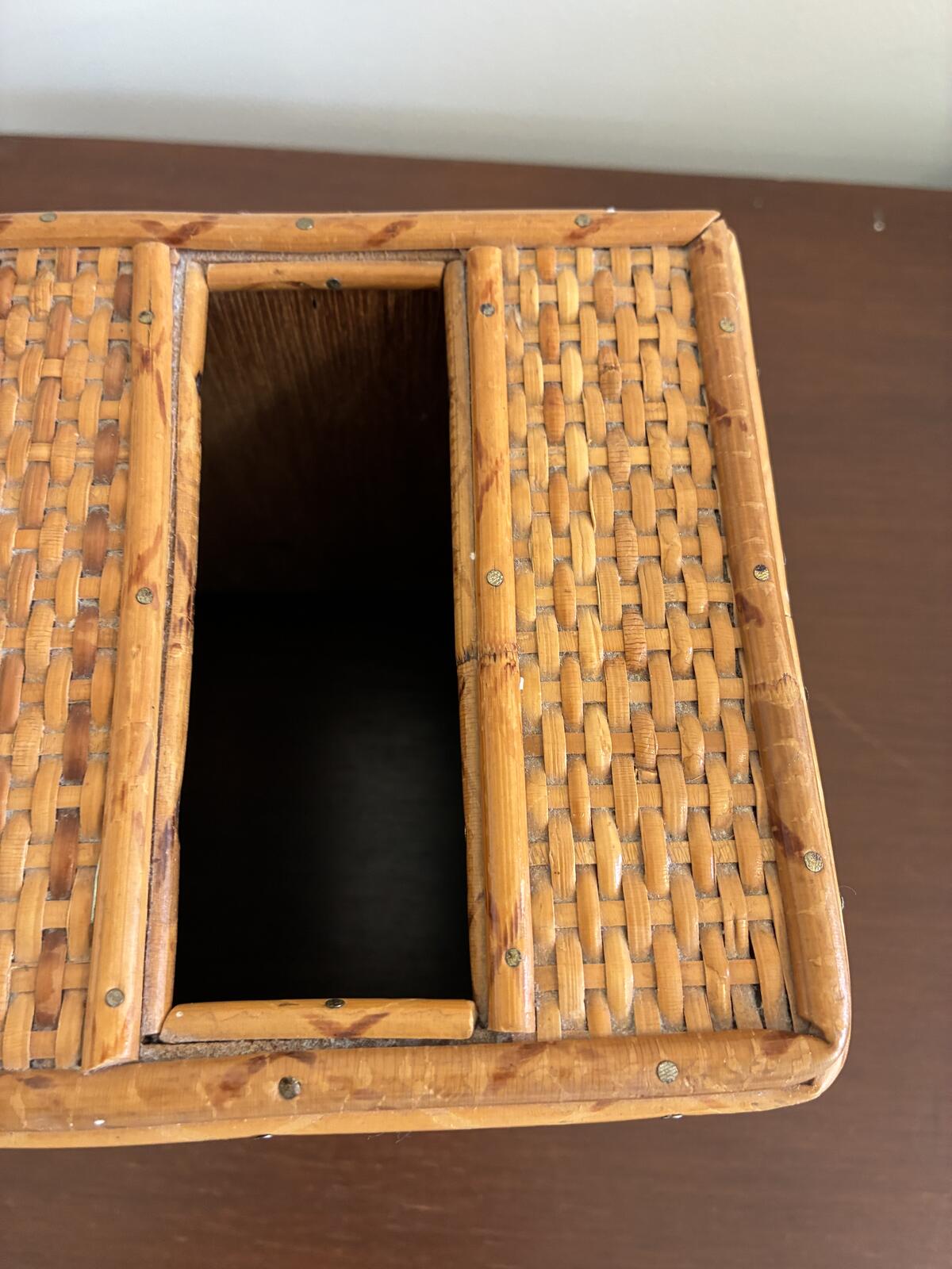 Vintage Woven Bamboo Rattan Tissue Box Holder - Boho Cover-Cottage Chic
