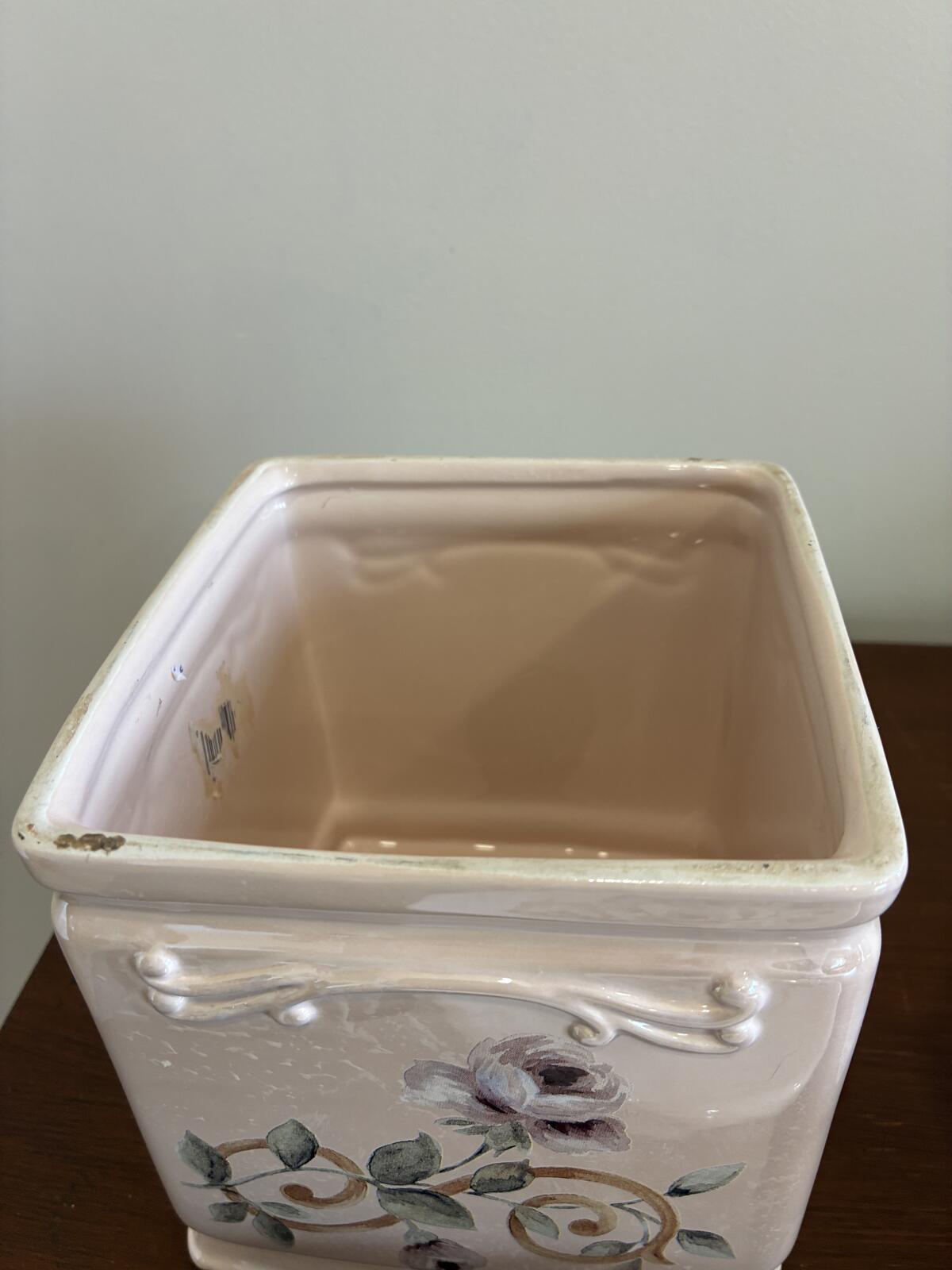 Vintage Croscill 3-Piece Floral Rose Bathroom Set -Tissue Box, Cup, & Soap Dish