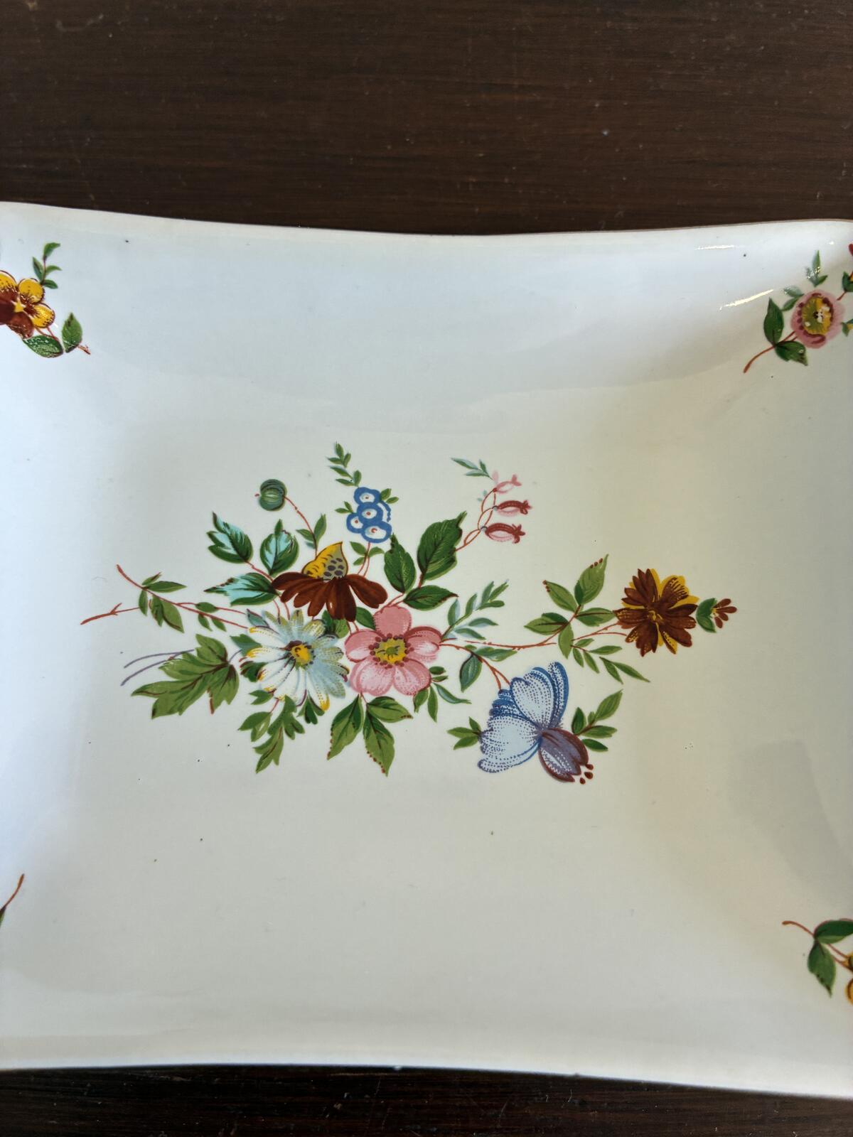 Vintage Floral Porcelain Soap Dish - Hand-Painted Tray