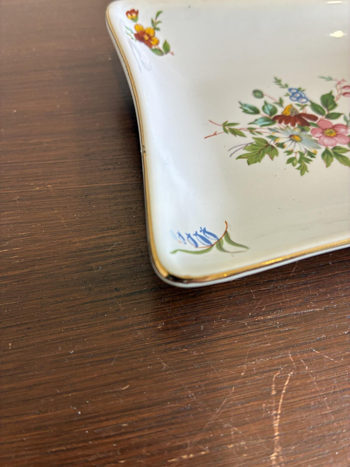 Vintage Floral Porcelain Soap Dish - Hand-Painted Tray