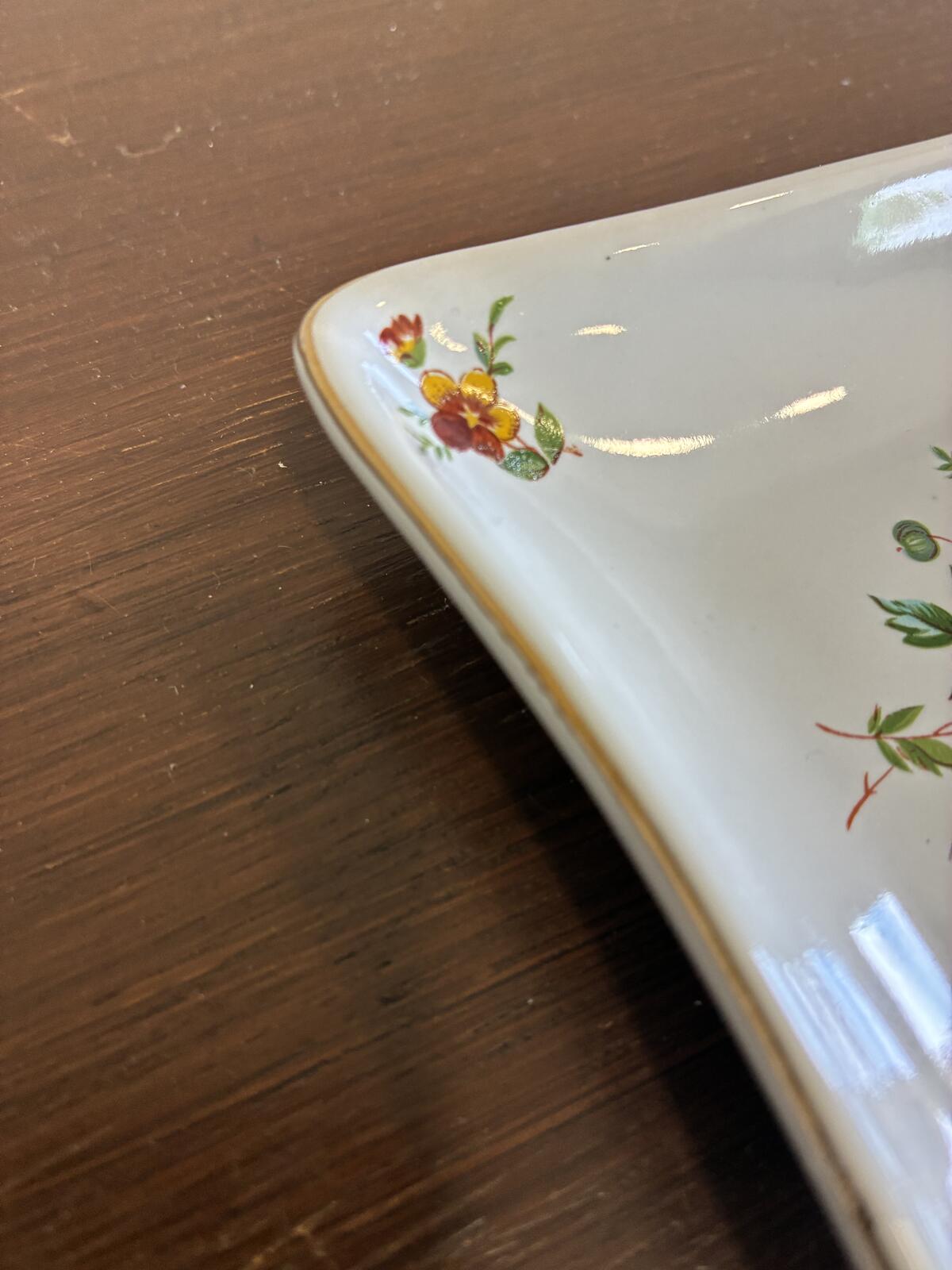 Vintage Floral Porcelain Soap Dish - Hand-Painted Tray