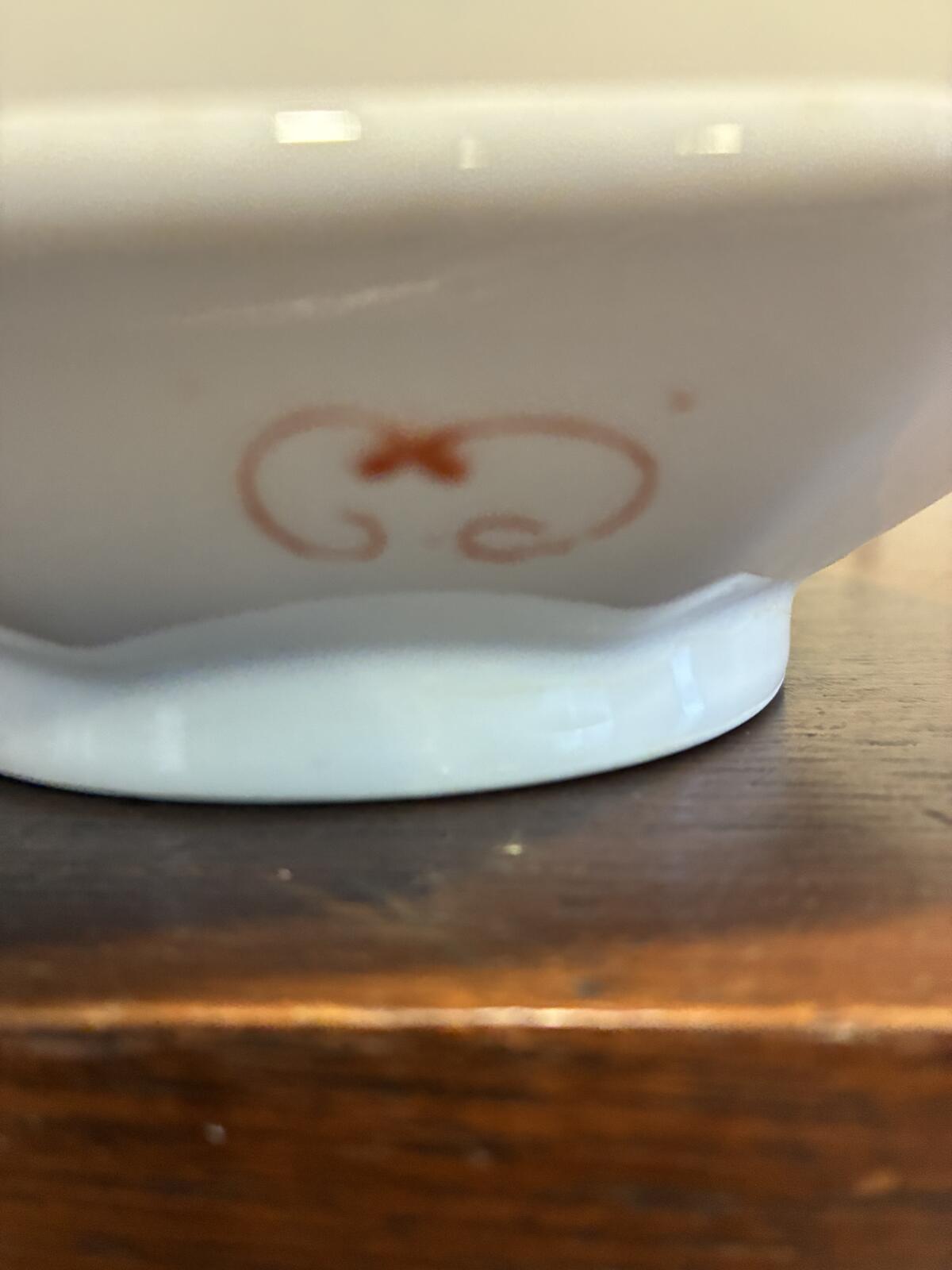 Vintage F.S. Louie Berkeley Hand Painted Floral Bird Octagonal Trinket Dish
