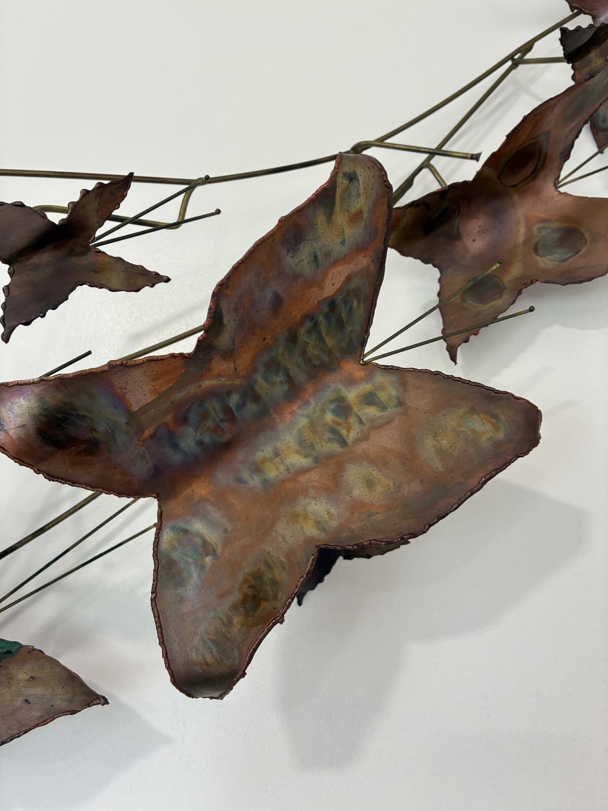 Vintage Copper Butterfly Wall Sculpture | Mid Century Modern Metal Wall Art