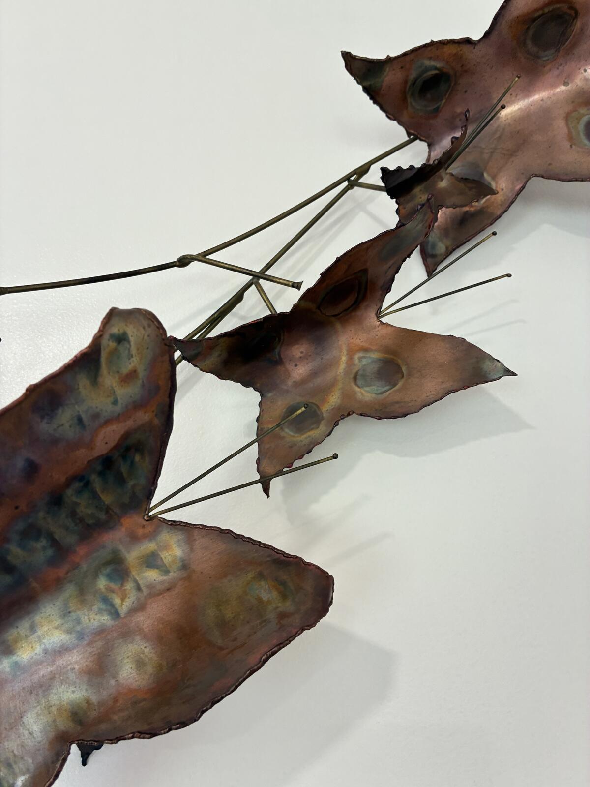 Vintage Copper Butterfly Wall Sculpture | Mid Century Modern Metal Wall Art