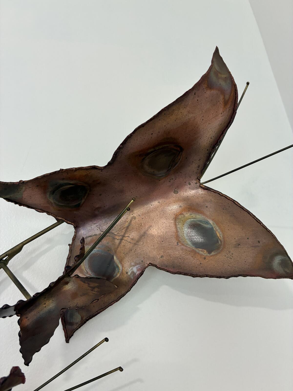 Vintage Copper Butterfly Wall Sculpture | Mid Century Modern Metal Wall Art