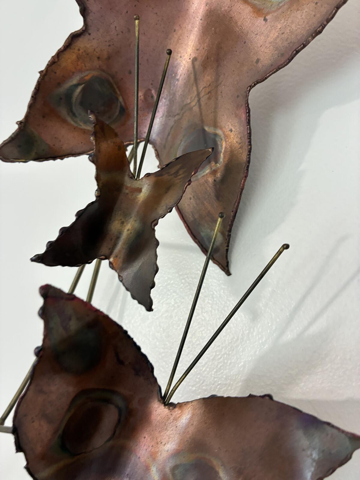 Vintage Copper Butterfly Wall Sculpture | Mid Century Modern Metal Wall Art