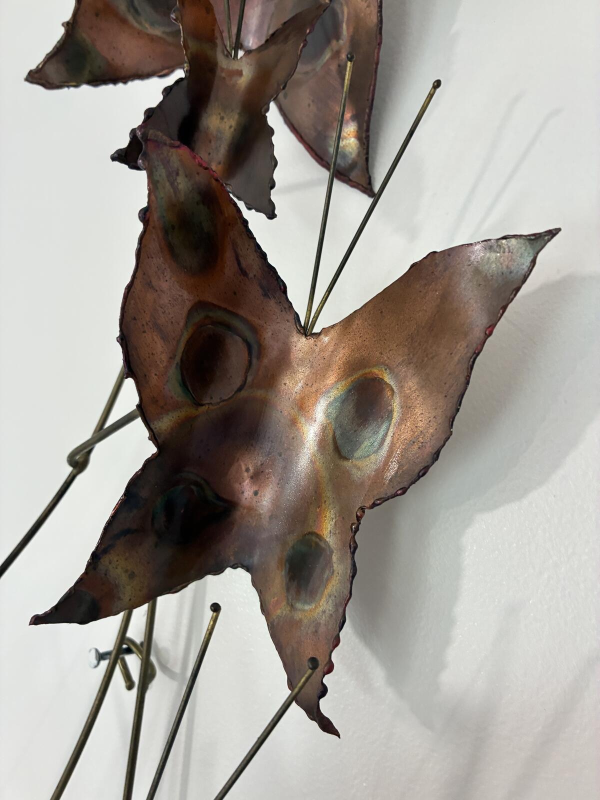 Vintage Copper Butterfly Wall Sculpture | Mid Century Modern Metal Wall Art