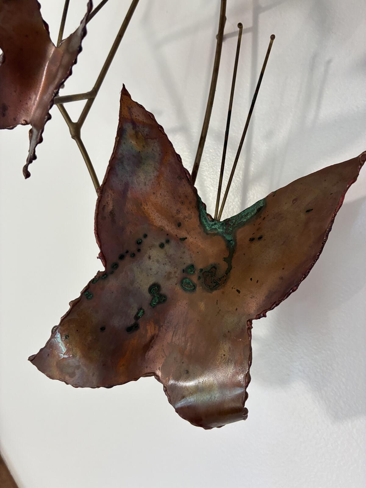 Vintage Copper Butterfly Wall Sculpture | Mid Century Modern Metal Wall Art