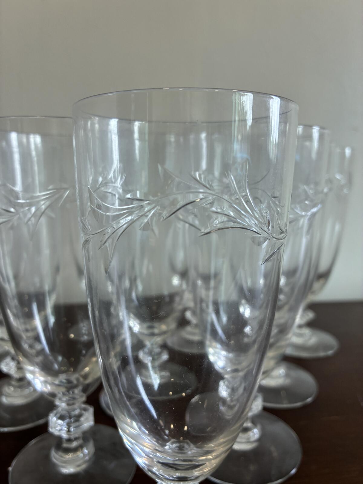 Vintage Tiffin Franciscan Iced Tea Glasses | Set of 10 Wheat Etched Stemware
