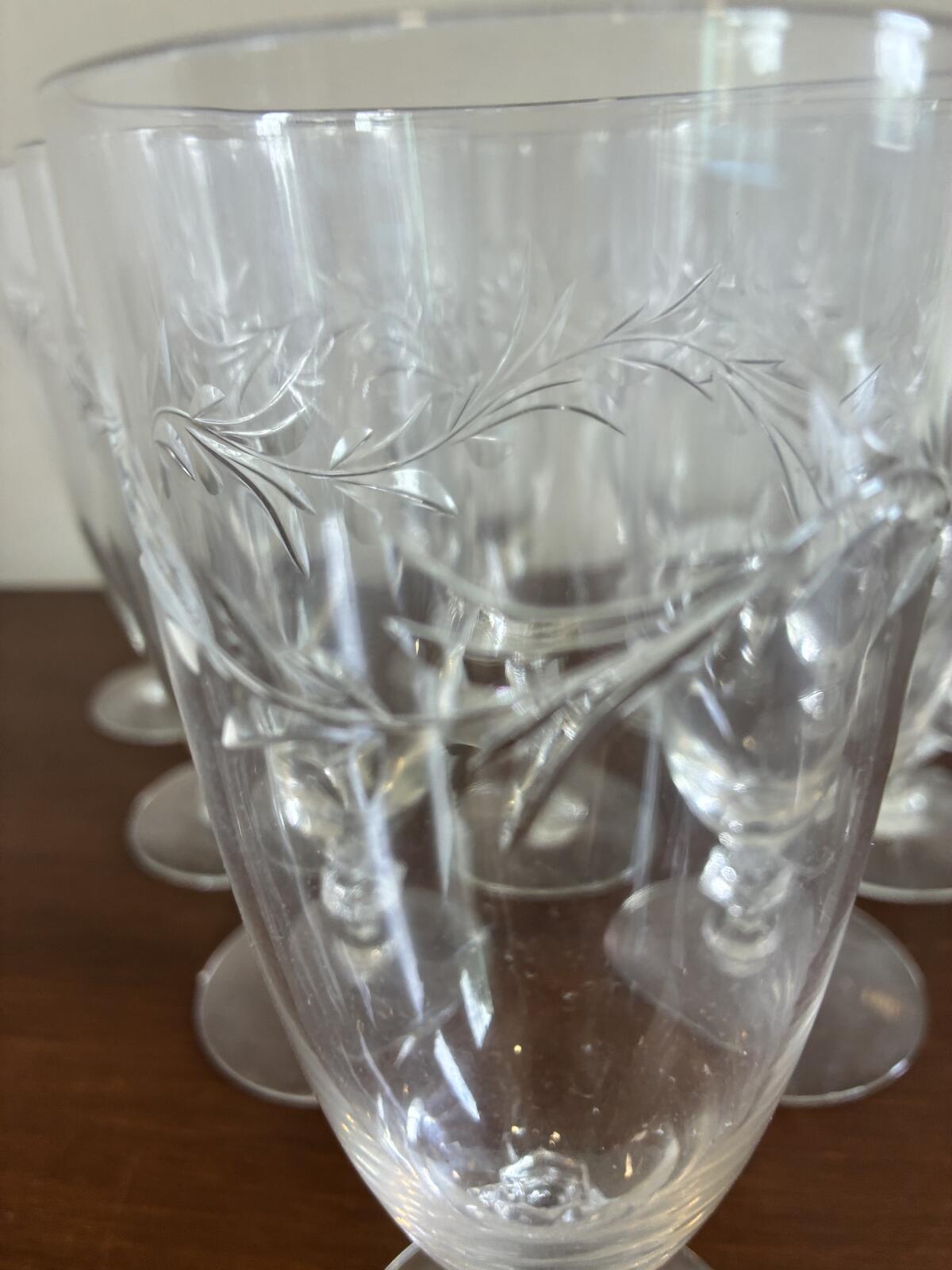 Vintage Tiffin Franciscan Iced Tea Glasses | Set of 10 Wheat Etched Stemware