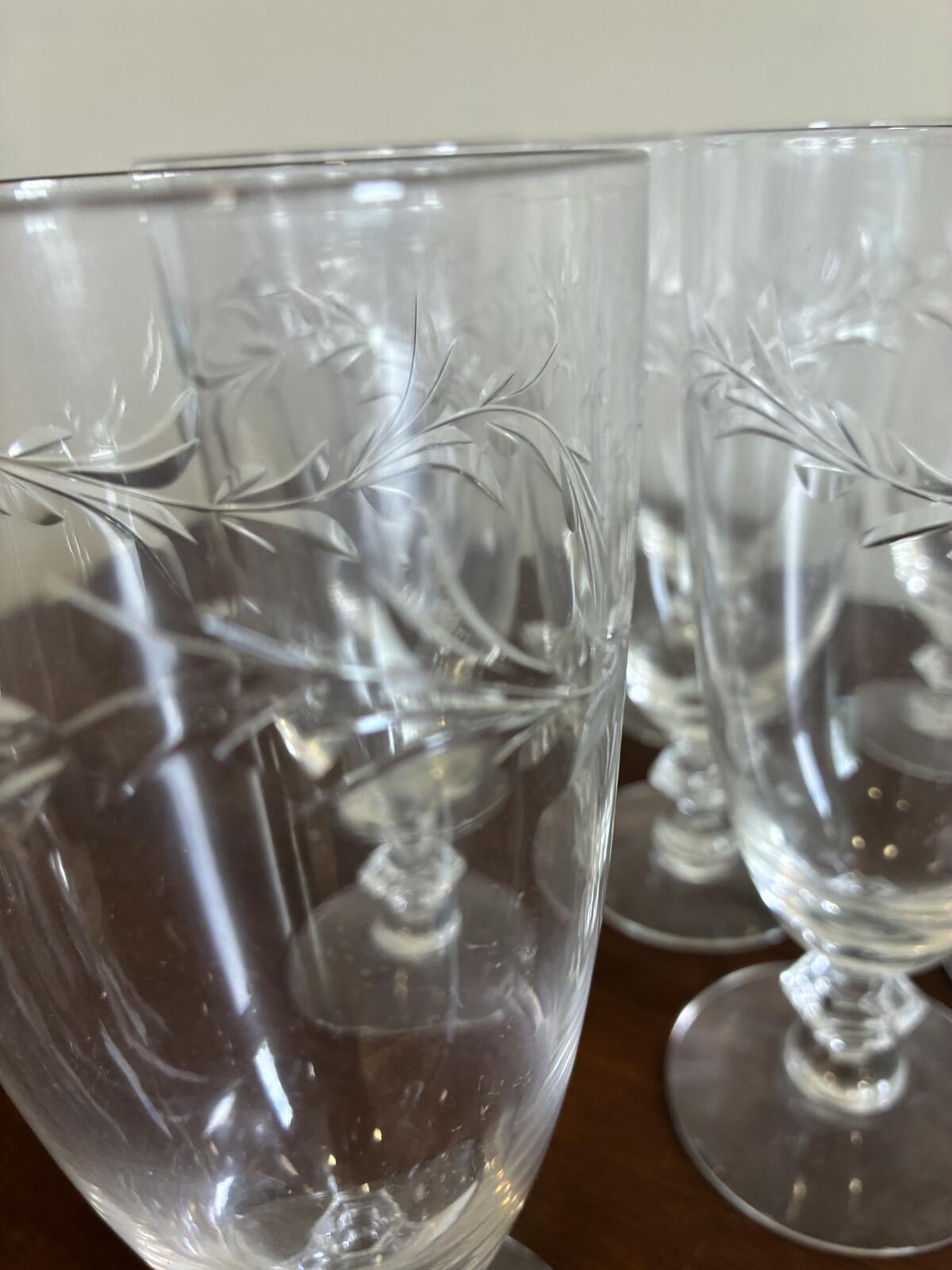 Vintage Tiffin Franciscan Iced Tea Glasses | Set of 10 Wheat Etched Stemware