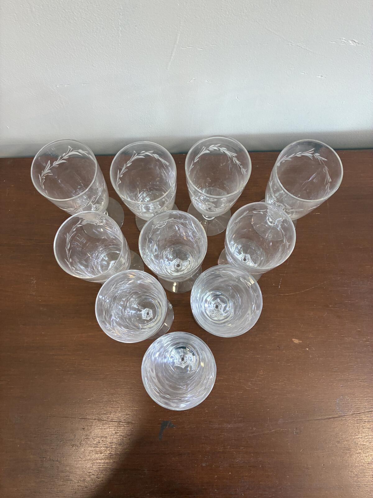 Vintage Tiffin Franciscan Iced Tea Glasses | Set of 10 Wheat Etched Stemware