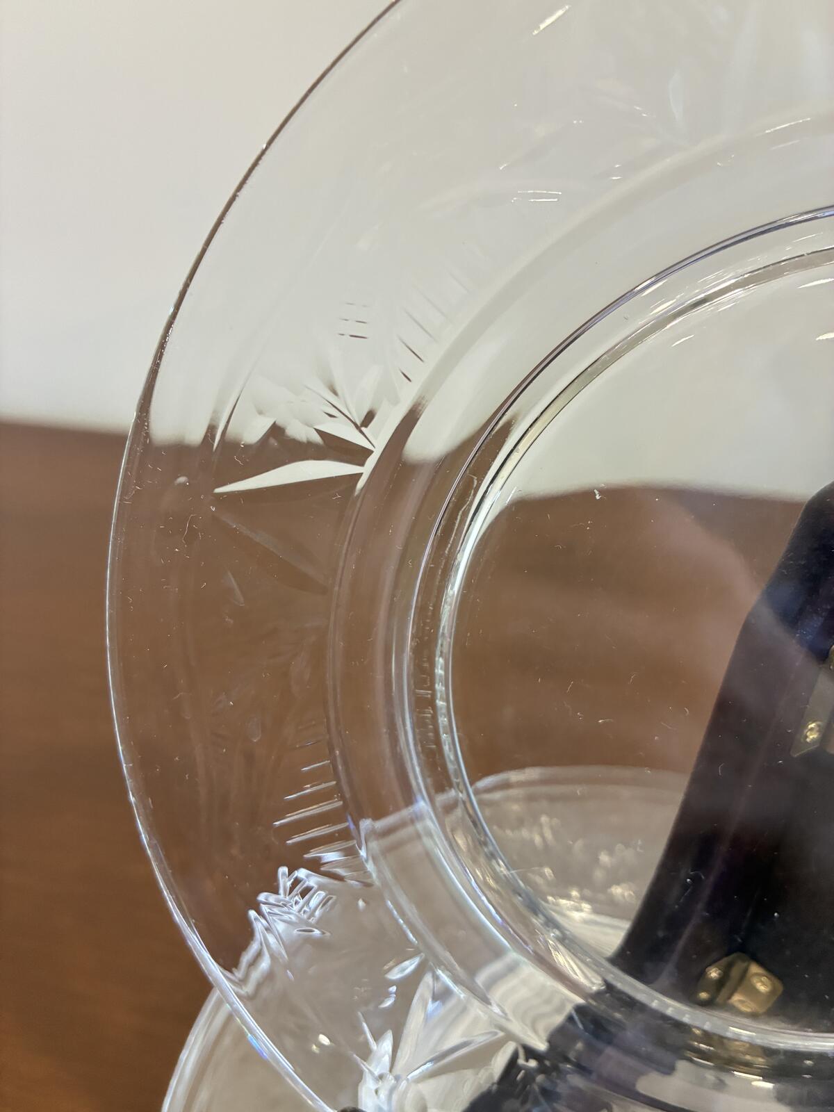 Vintage Pressed Glass Plates Set of 7 Etched Glass Dessert or Salad Plates