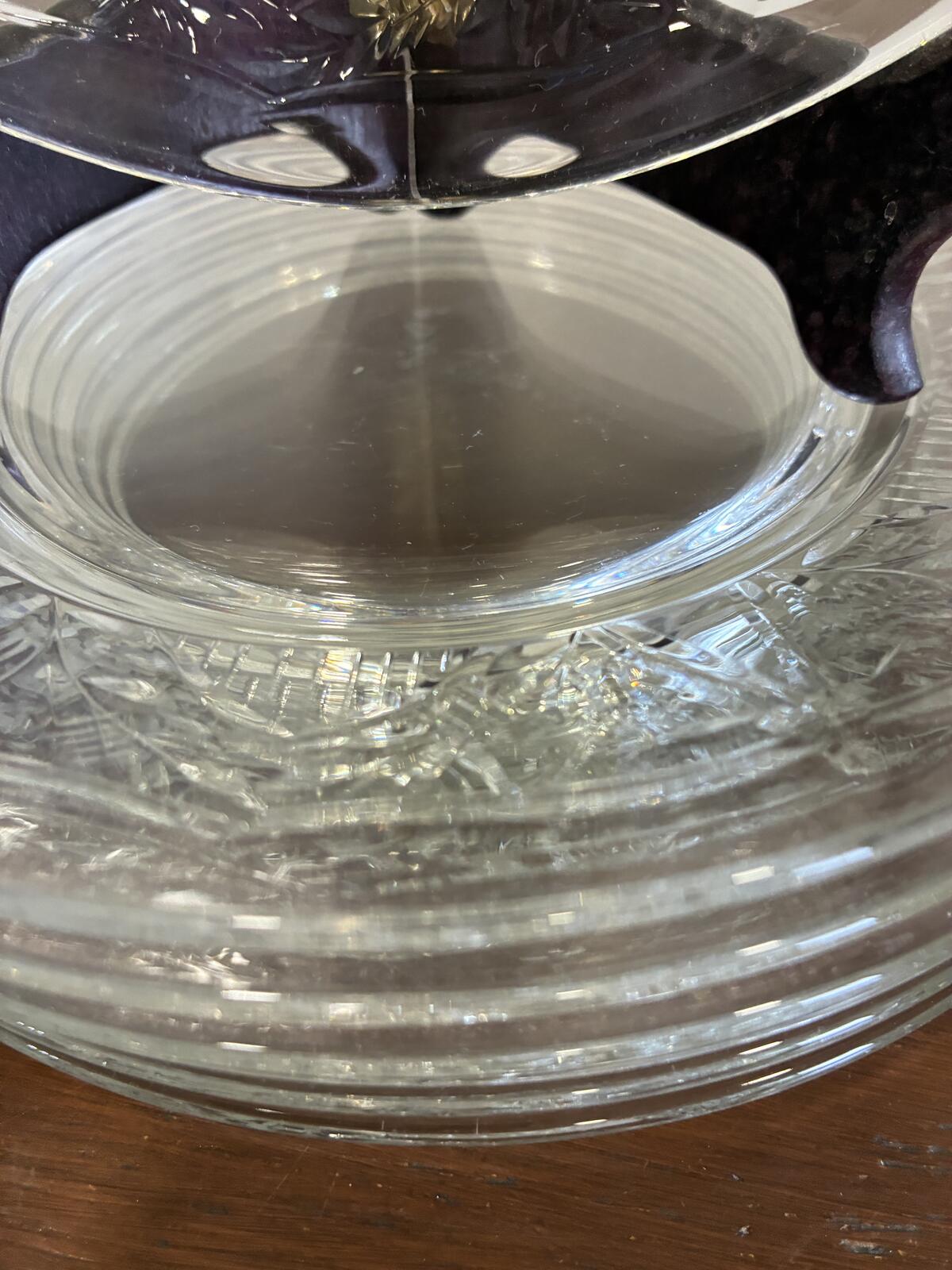 Vintage Pressed Glass Plates Set of 7 Etched Glass Dessert or Salad Plates