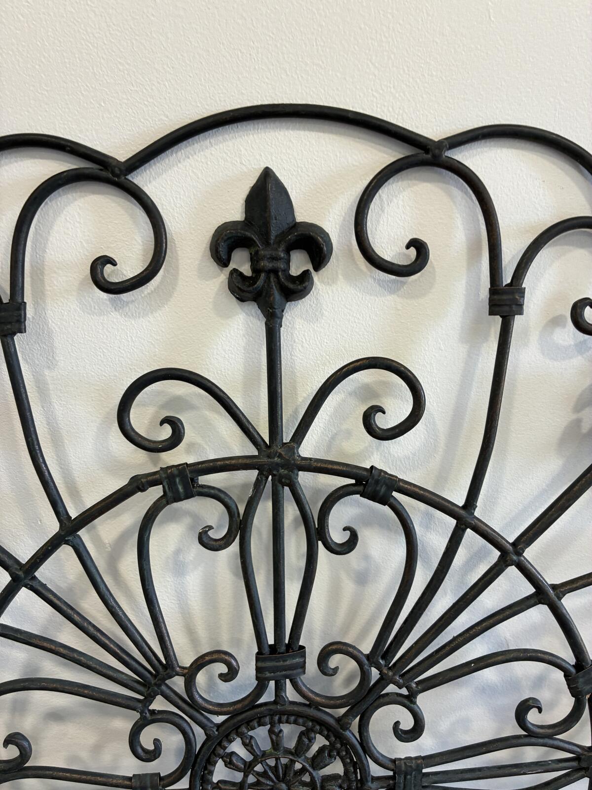Large Wrought Metal Wall Decor Fleur de Lis Wall Art Rustic Farmhouse 30"