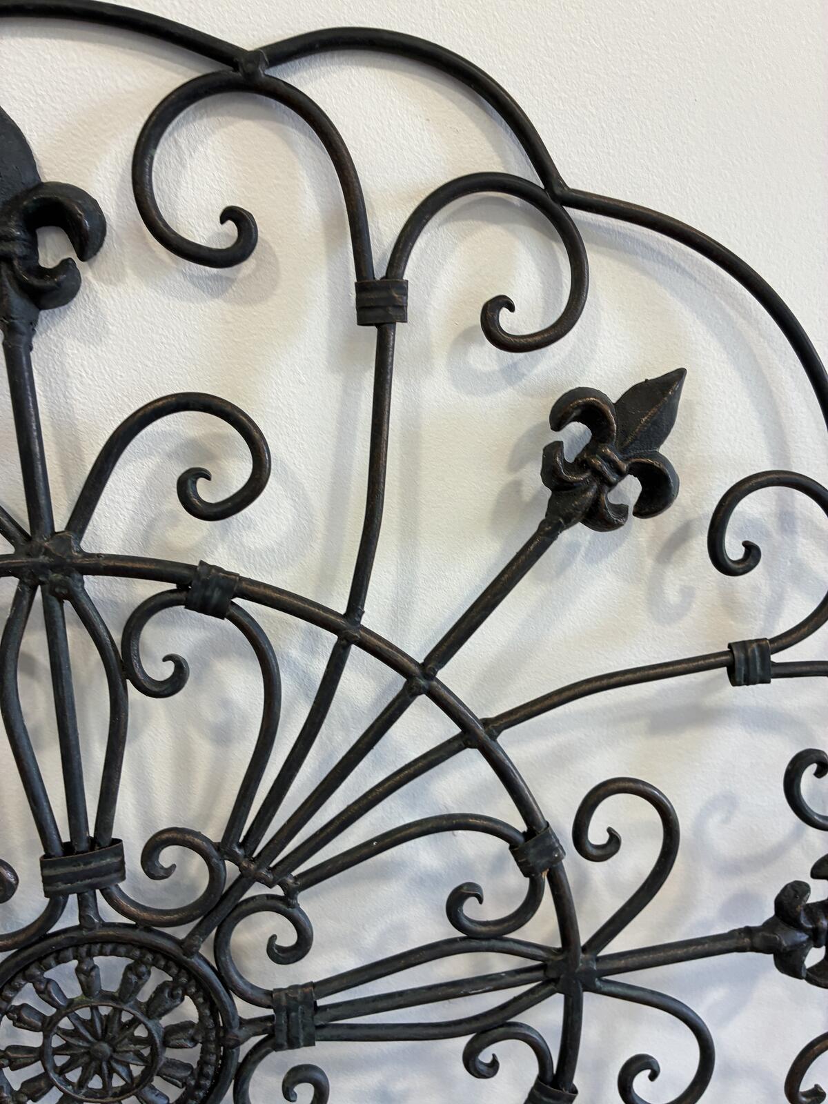 Large Wrought Metal Wall Decor Fleur de Lis Wall Art Rustic Farmhouse 30"