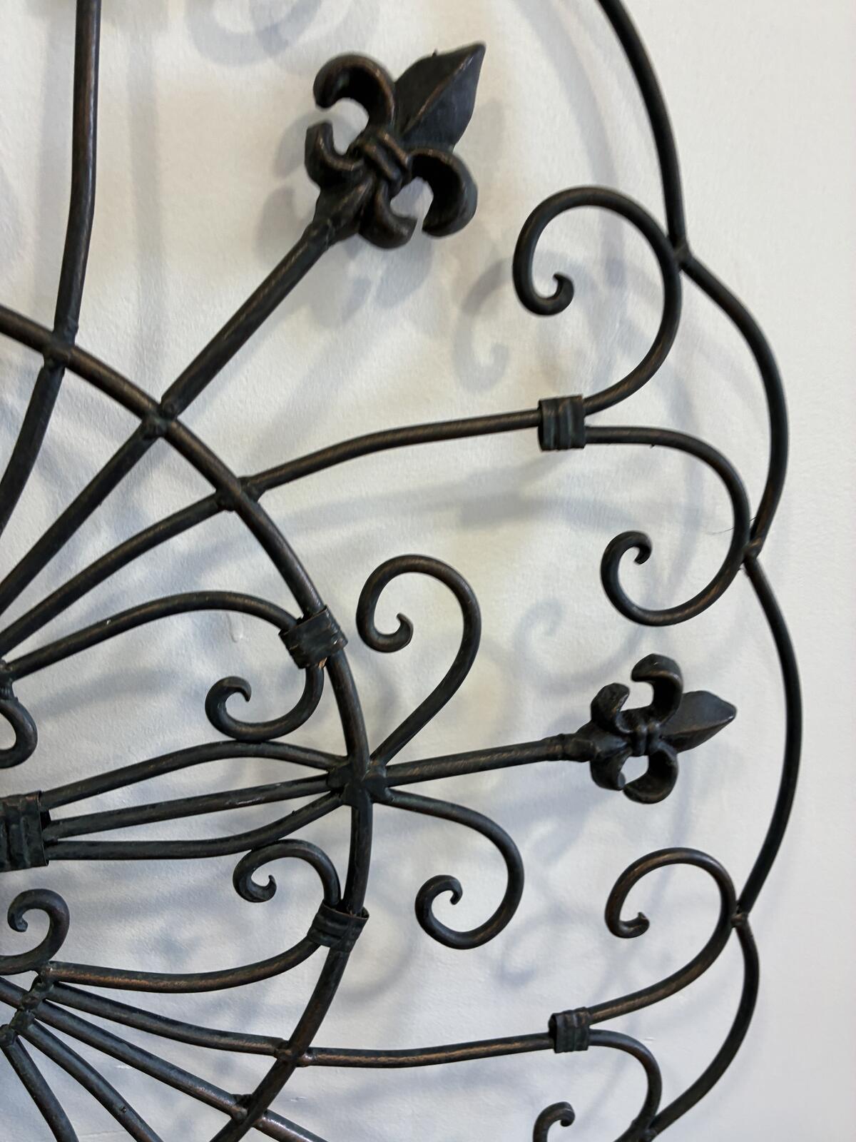 Large Wrought Metal Wall Decor Fleur de Lis Wall Art Rustic Farmhouse 30"