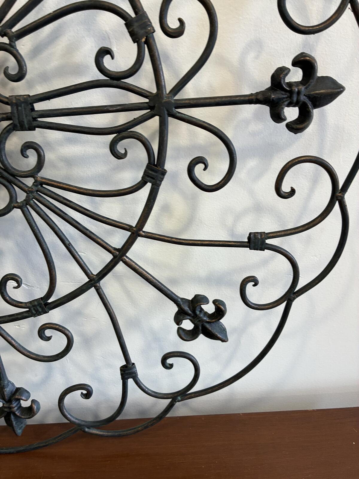 Large Wrought Metal Wall Decor Fleur de Lis Wall Art Rustic Farmhouse 30"