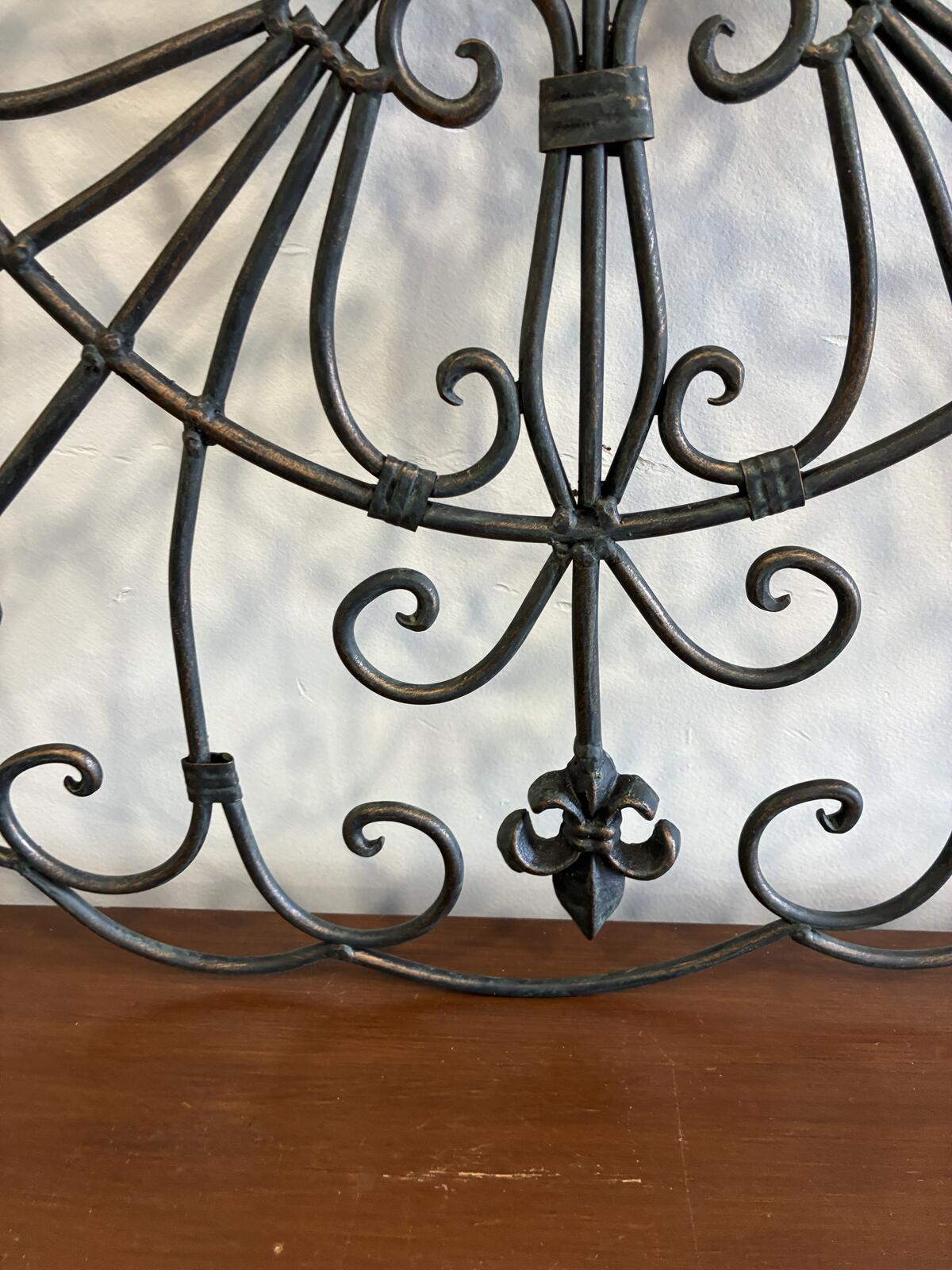 Large Wrought Metal Wall Decor Fleur de Lis Wall Art Rustic Farmhouse 30"
