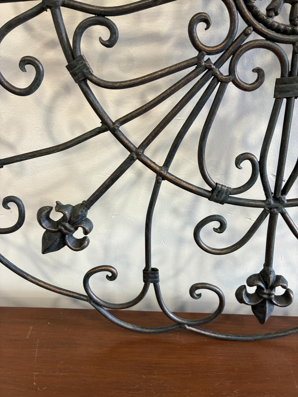 Large Wrought Metal Wall Decor Fleur de Lis Wall Art Rustic Farmhouse 30"