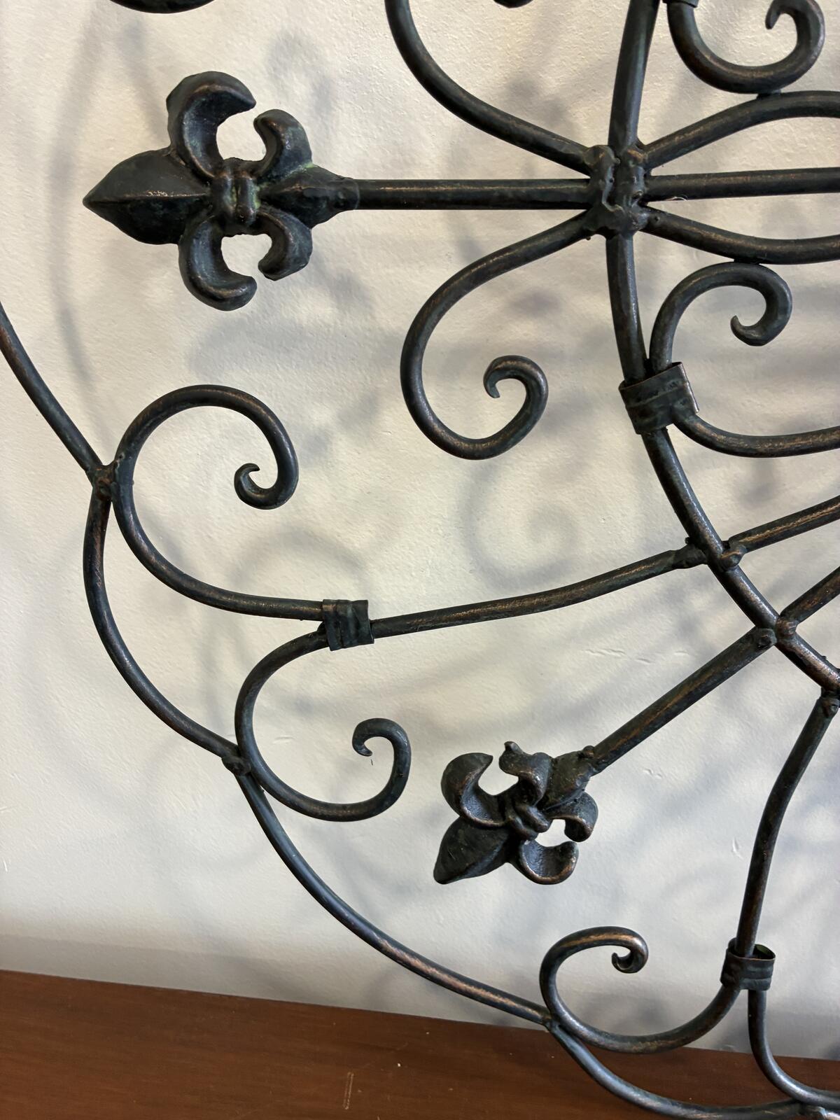 Large Wrought Metal Wall Decor Fleur de Lis Wall Art Rustic Farmhouse 30"
