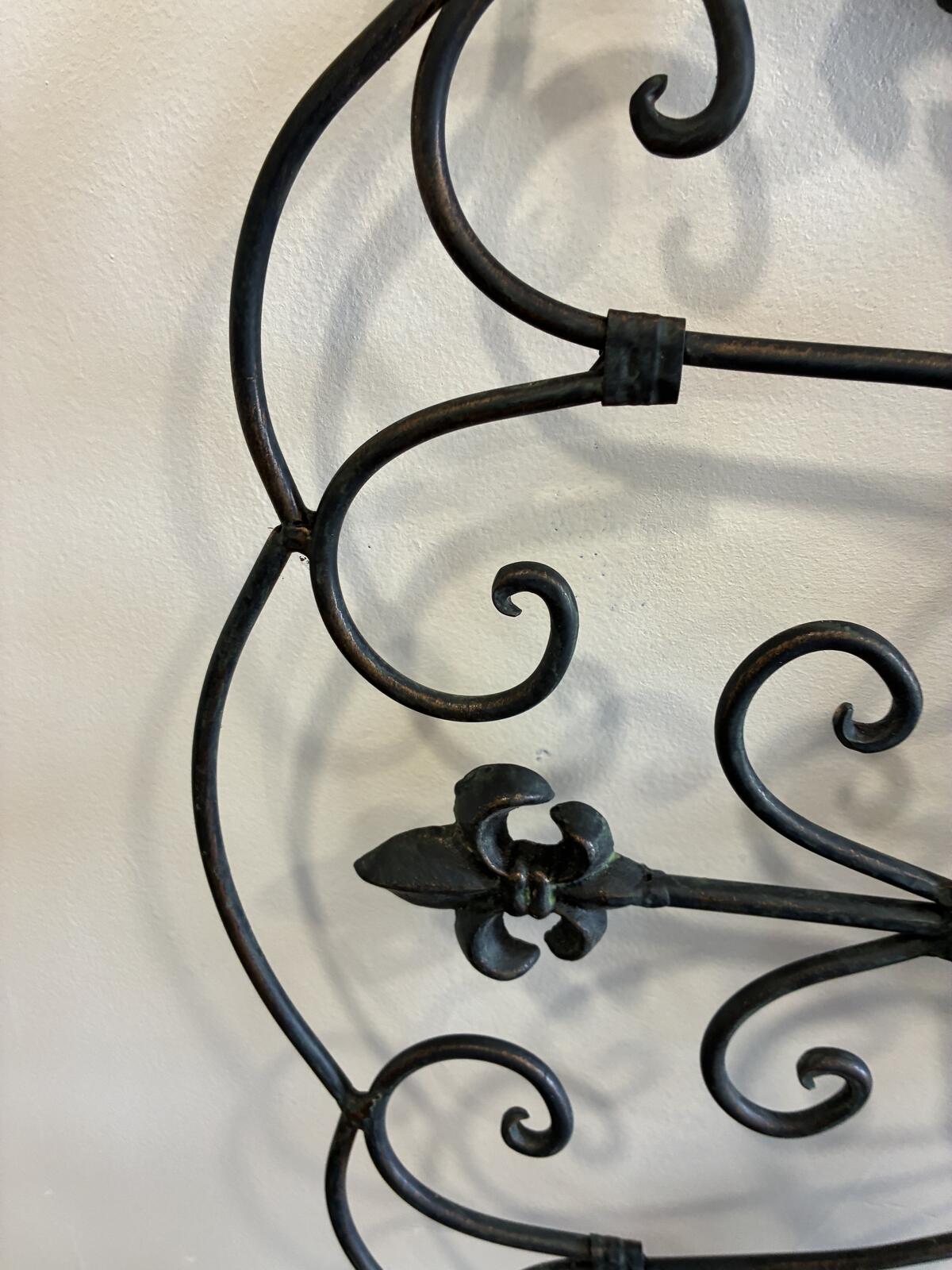 Large Wrought Metal Wall Decor Fleur de Lis Wall Art Rustic Farmhouse 30"