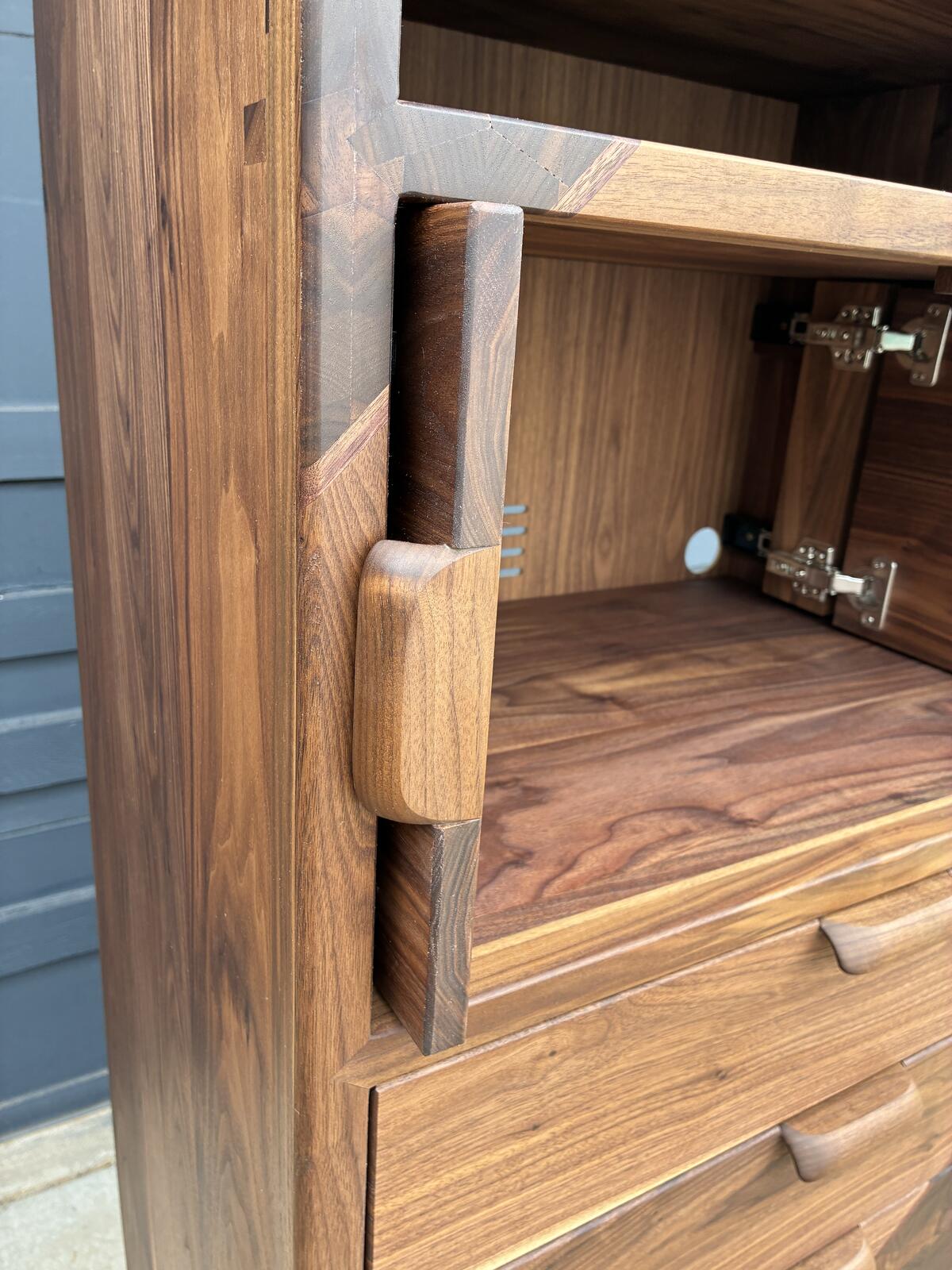 Handmade Walnut Media Cabinet | Modern Solid Wood Storage Cabinet | Custom Audio Cabinet | Mid Century Modern Furniture