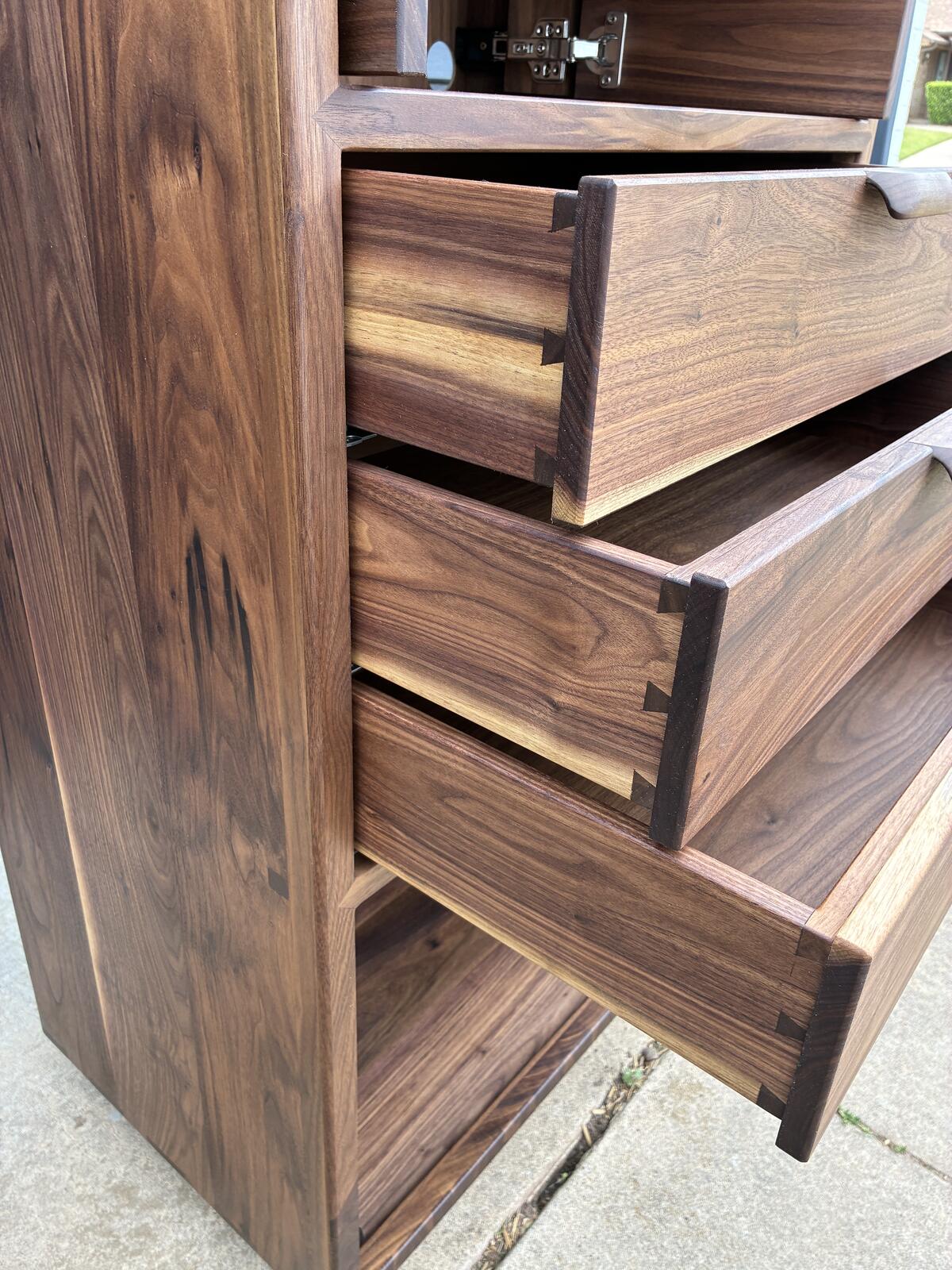 Handmade Walnut Media Cabinet | Modern Solid Wood Storage Cabinet | Custom Audio Cabinet | Mid Century Modern Furniture