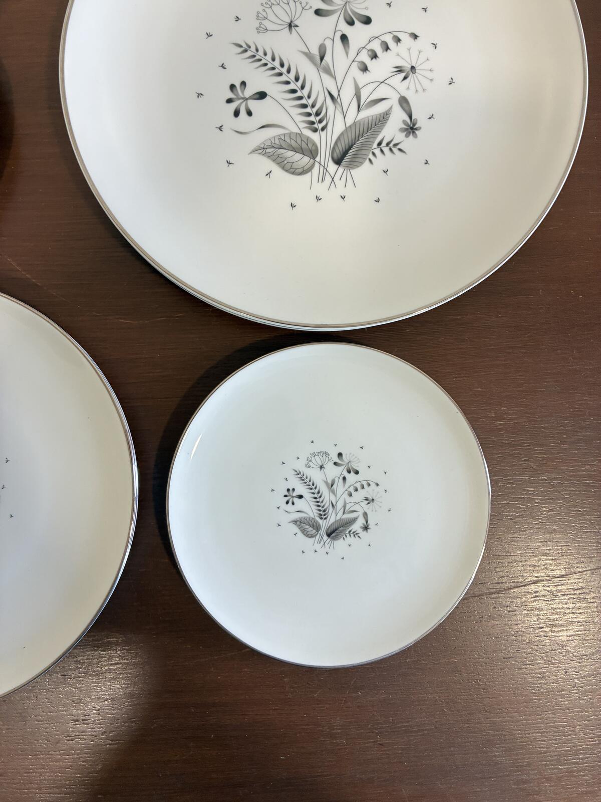Vintage Royal Jackson Parisienne Dinnerware Set of 10, Black Floral China for 2