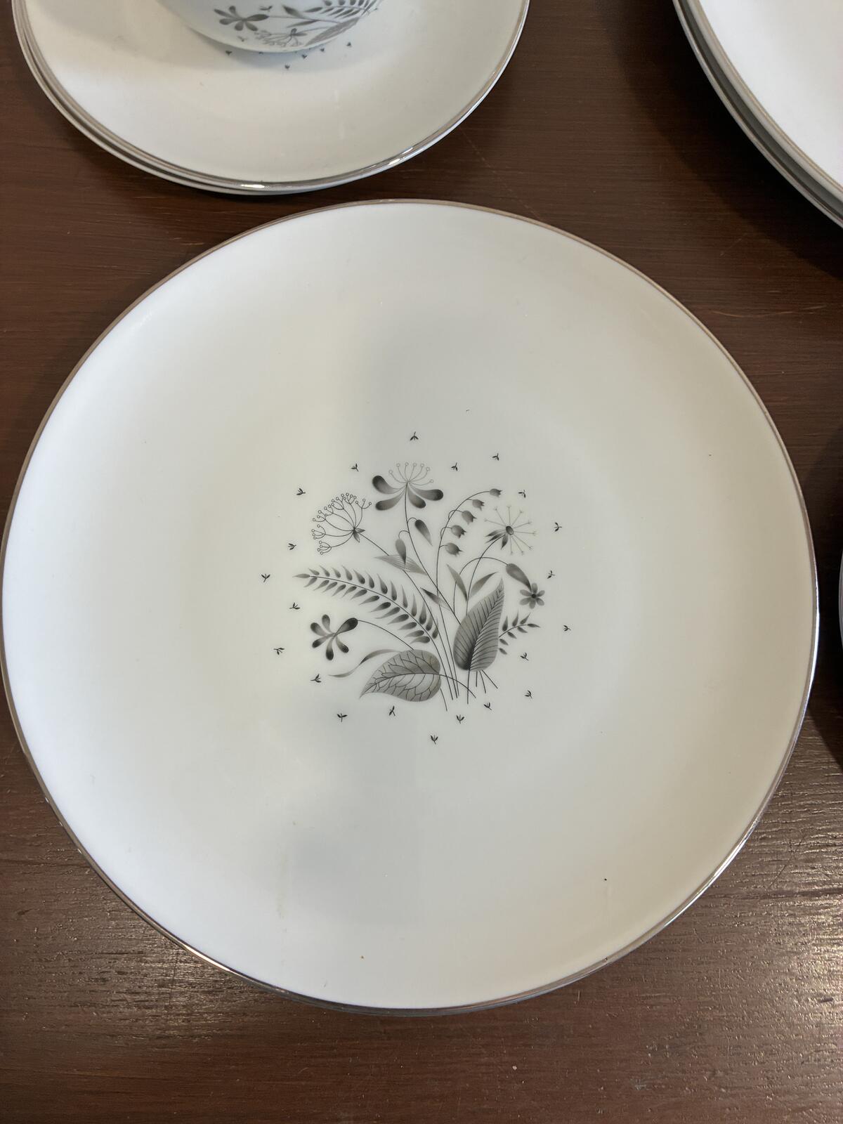 Vintage Royal Jackson Parisienne Dinnerware Set of 10, Black Floral China for 2