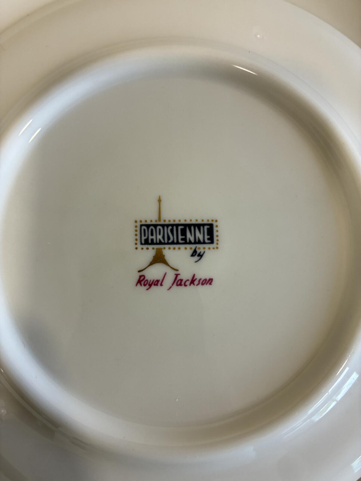Vintage Royal Jackson Parisienne Dinnerware Set of 10, Black Floral China for 2