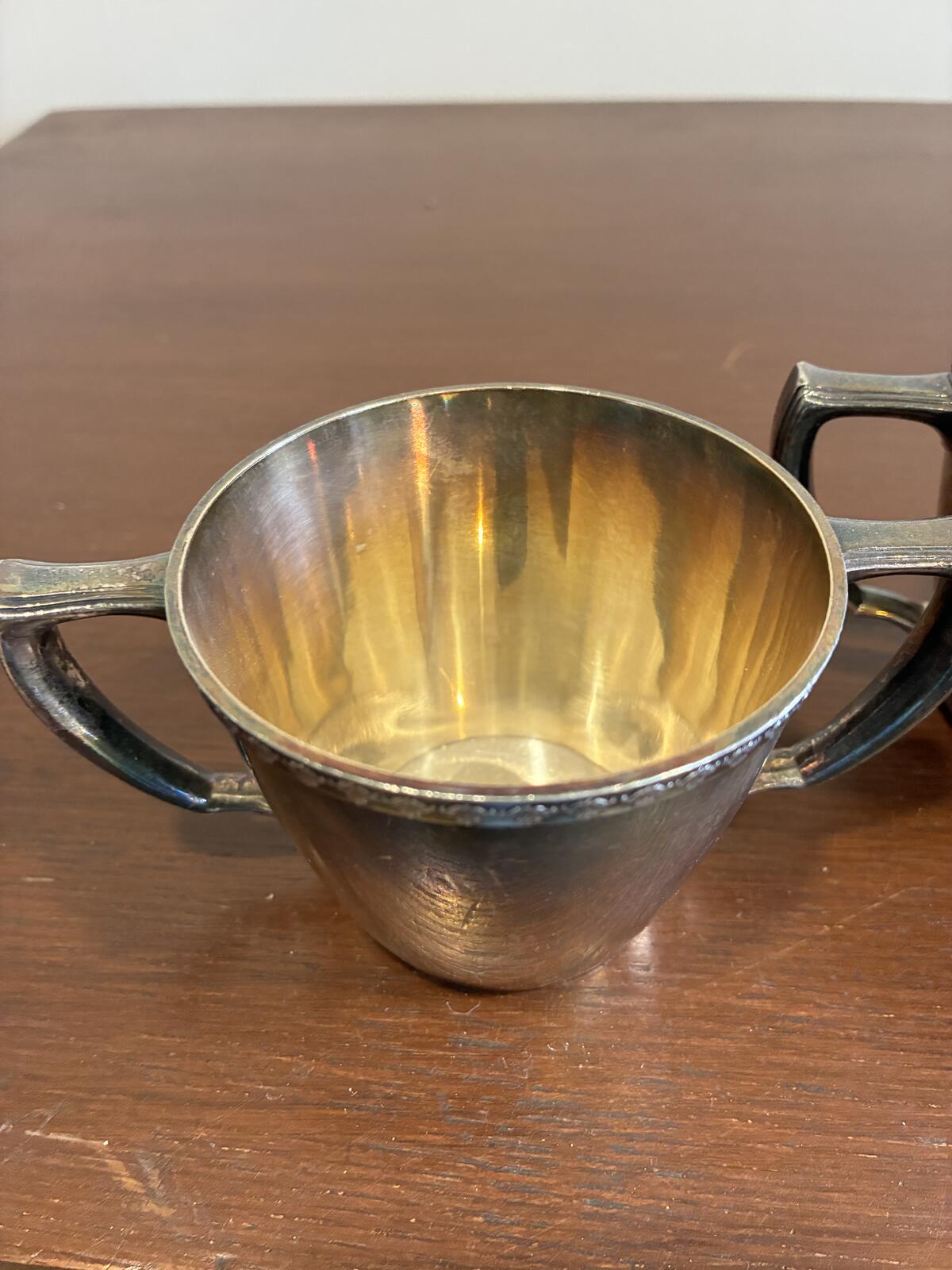 Vintage Rogers EPNS Silverplate Creamer and Sugar Bowl Set, Mid Century Silver