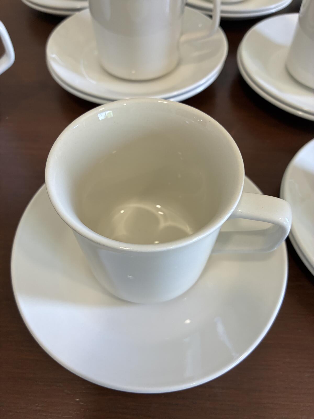 Vintage Johnson Brothers England Tivoli White Ironstone Cups & Saucers Set of 14