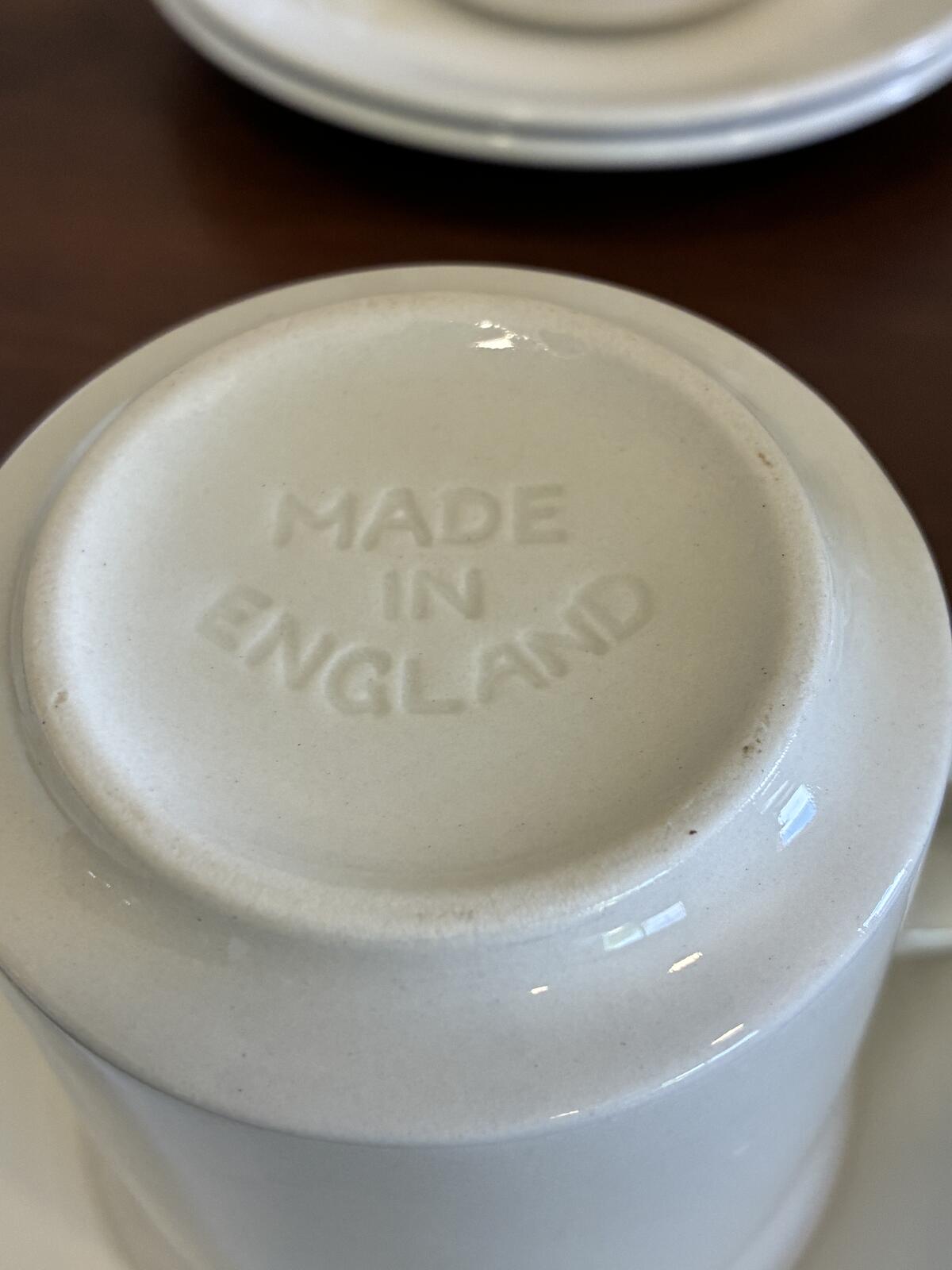 Vintage Johnson Brothers England Tivoli White Ironstone Cups & Saucers Set of 14