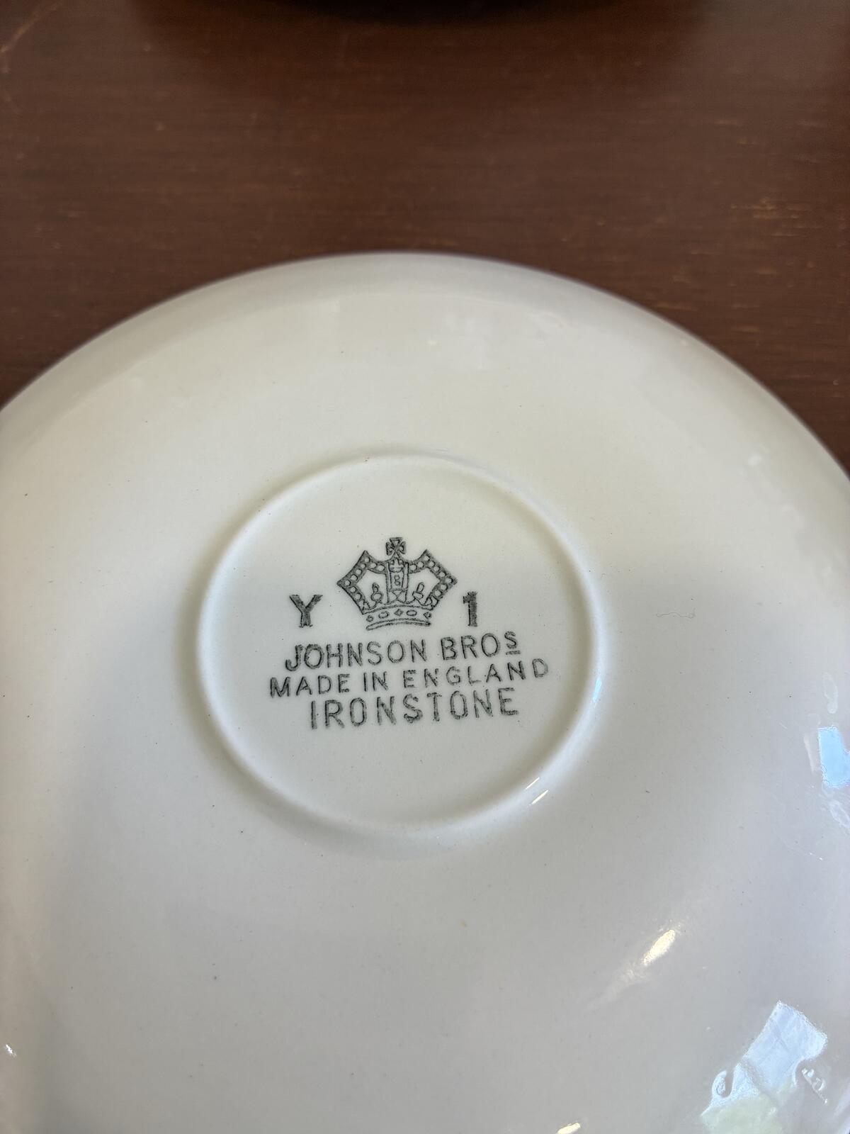 Vintage Johnson Brothers England Tivoli White Ironstone Cups & Saucers Set of 14