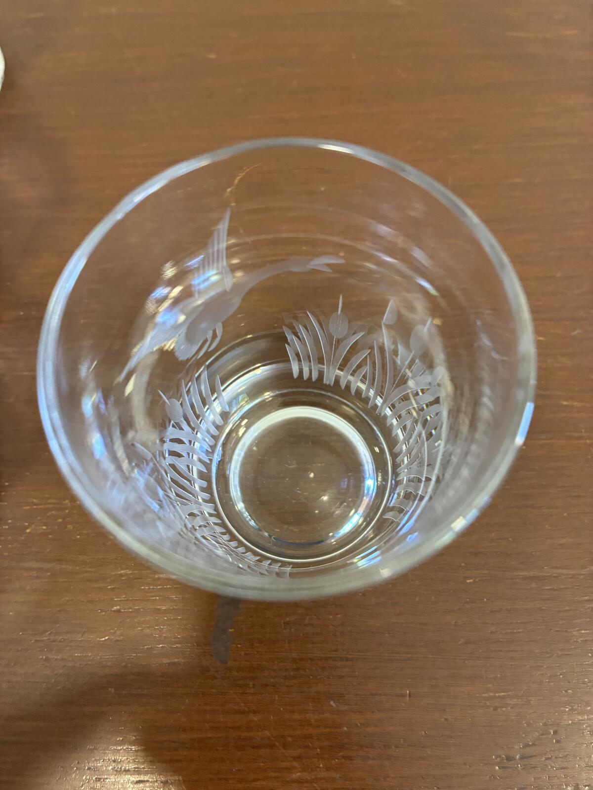 Vintage Federal Glass Etched Duck Juice Glasses, Set of 6, Goose Tumblers