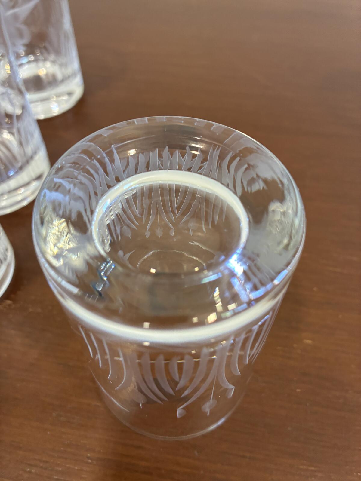 Vintage Federal Glass Etched Duck Juice Glasses, Set of 6, Goose Tumblers