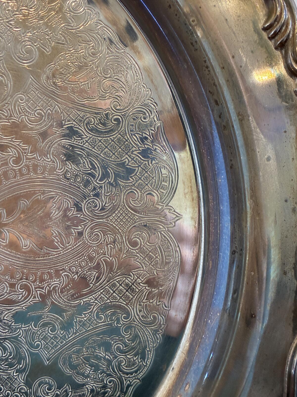Vintage Oneida Silverplate Serving Tray, Ornate Gallery Tray, Hollywood Regency