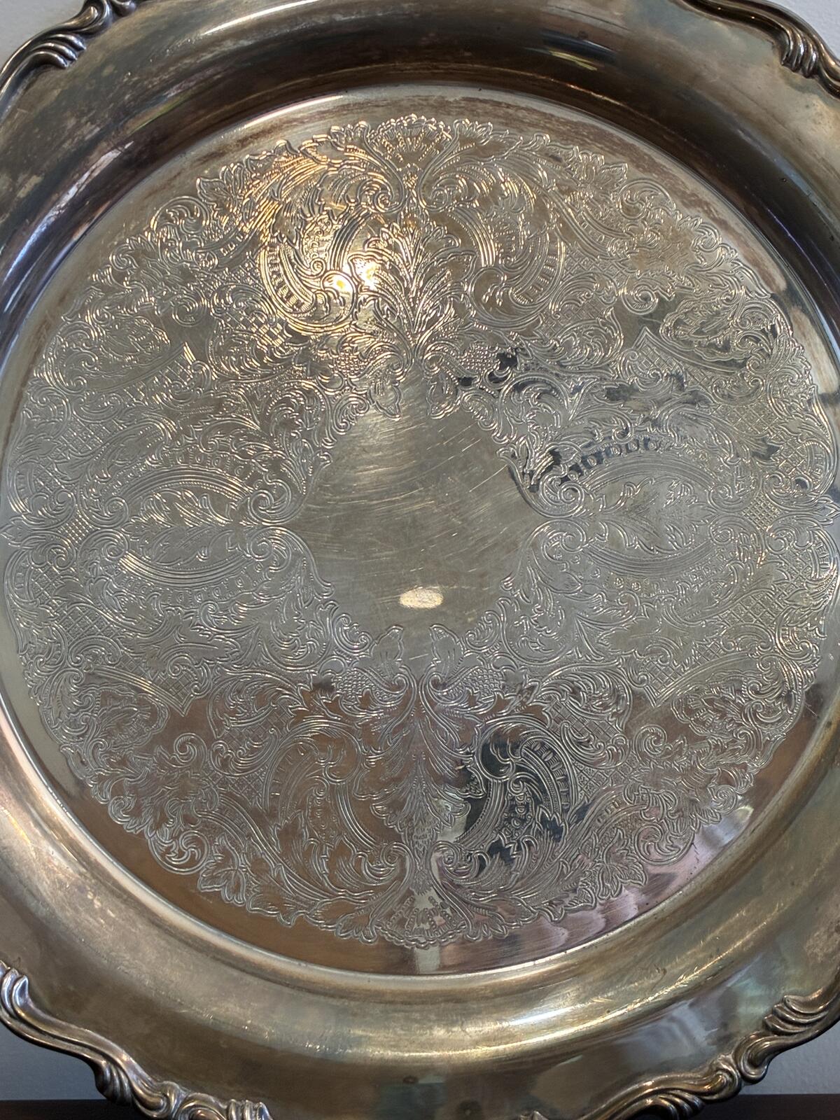 Vintage Oneida Silverplate Serving Tray, Ornate Gallery Tray, Hollywood Regency