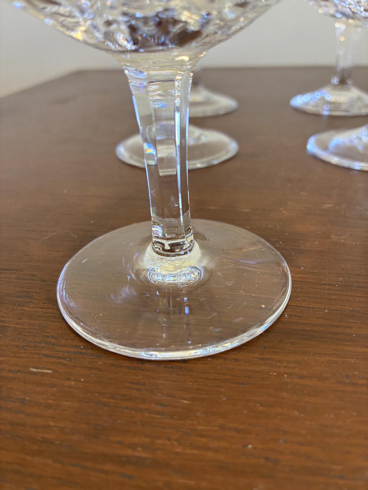 Vintage Josair Dorette Crystal Coupe Glasses Set of 8, Etched Champagne Coupes