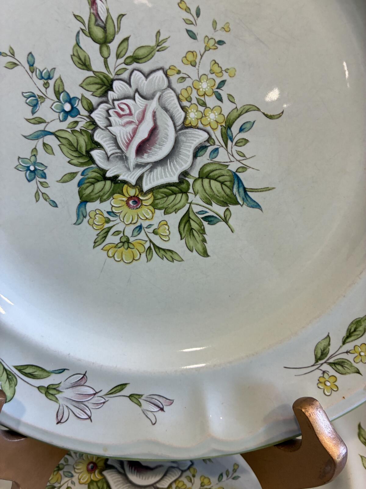 Vintage Provinstone Rose Marie Dinner Plates Set of 3, Floral Japanese Stoneware