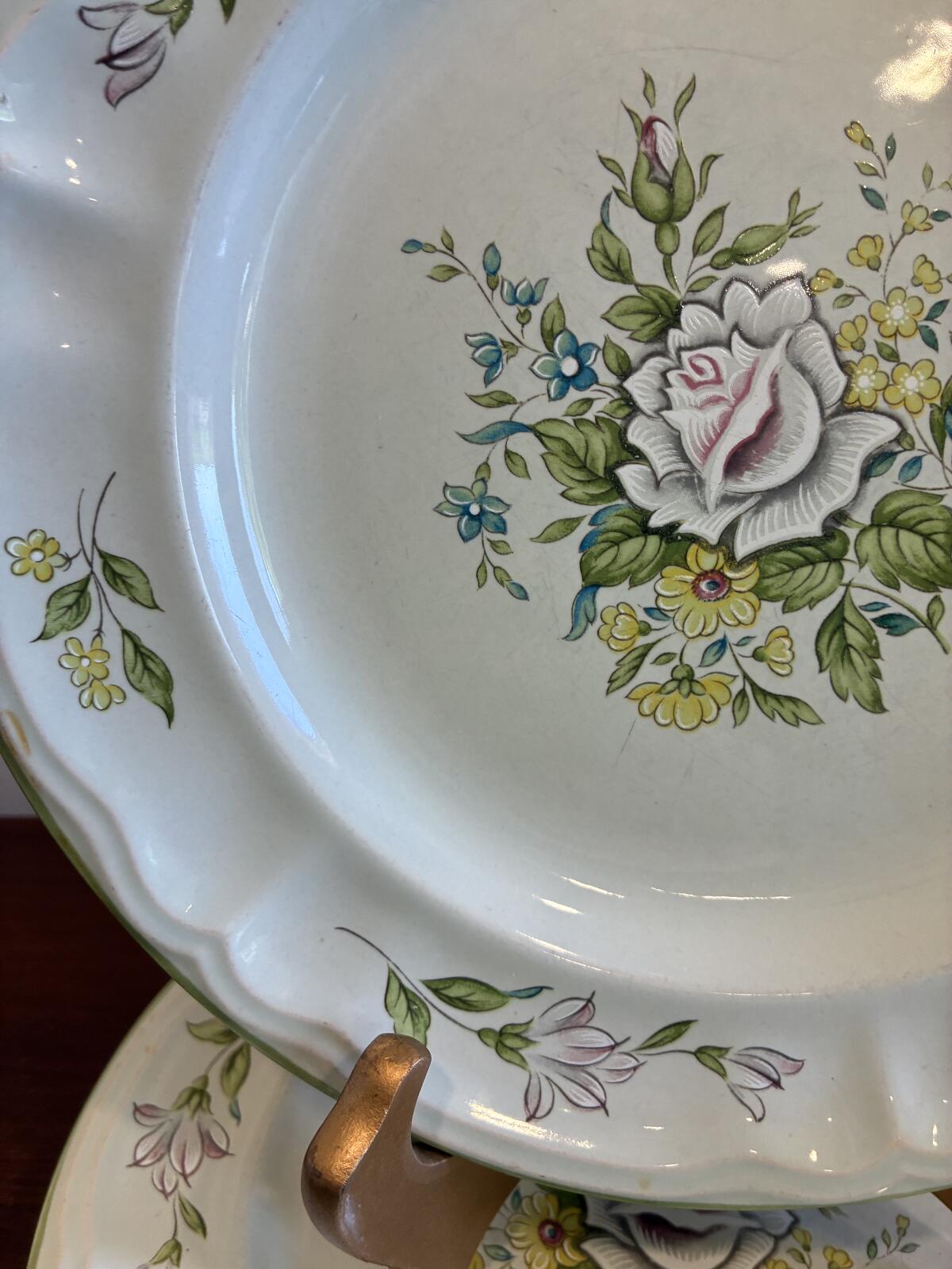 Vintage Provinstone Rose Marie Dinner Plates Set of 3, Floral Japanese Stoneware