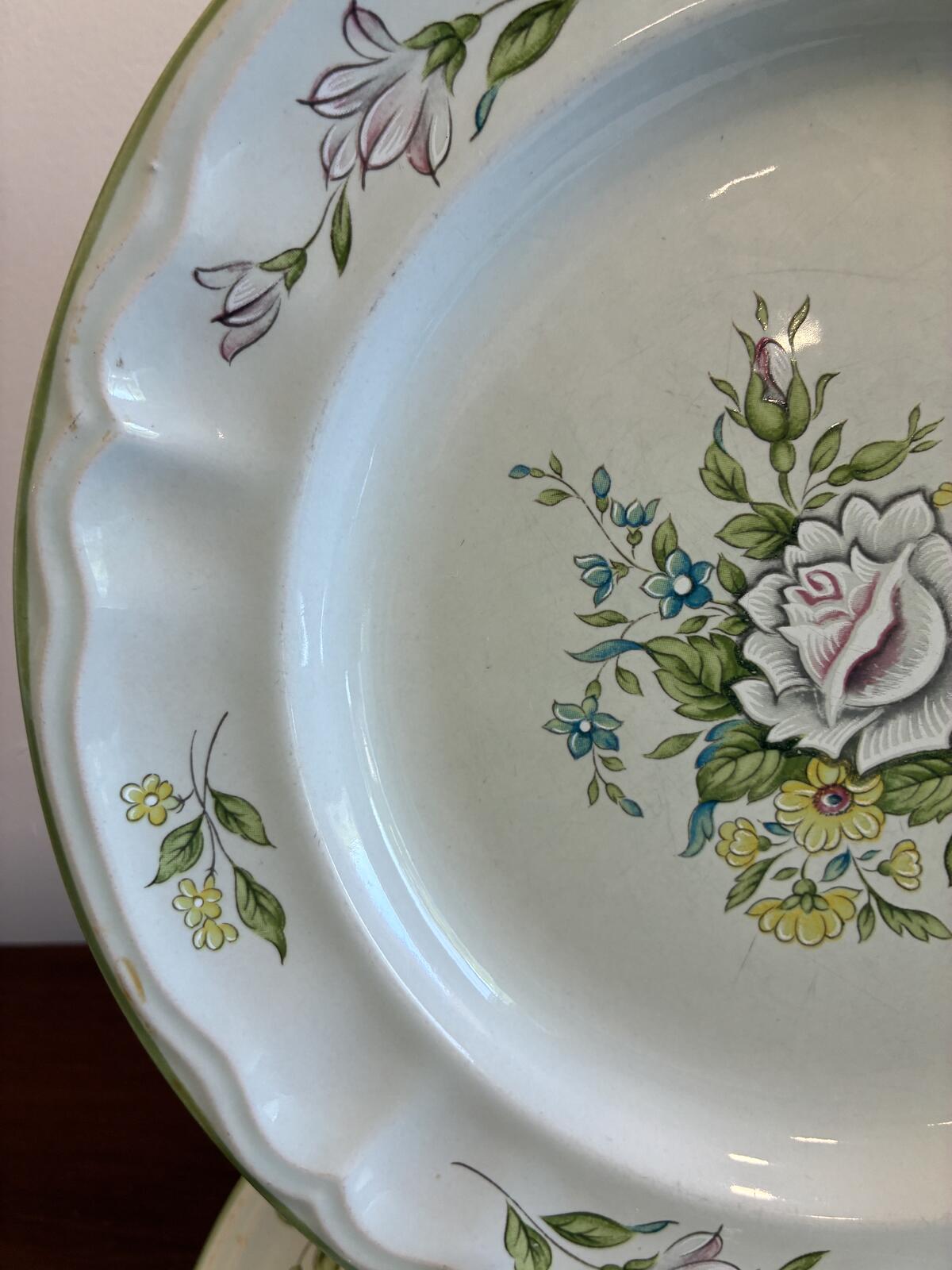 Vintage Provinstone Rose Marie Dinner Plates Set of 3, Floral Japanese Stoneware