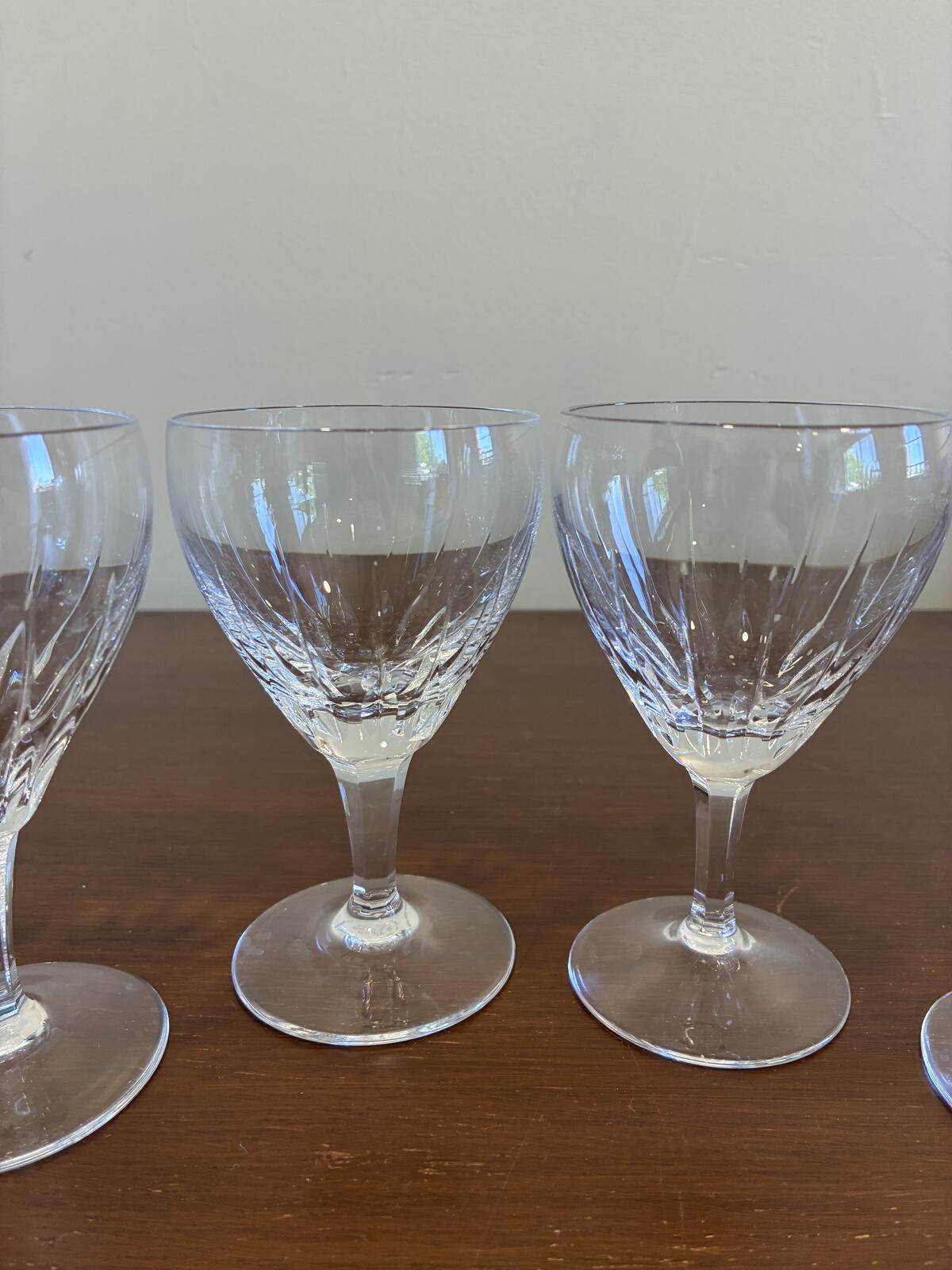 4 Vintage Josair Crystal Wine Glasses Cut Elegant Crystal Stemware Goblets