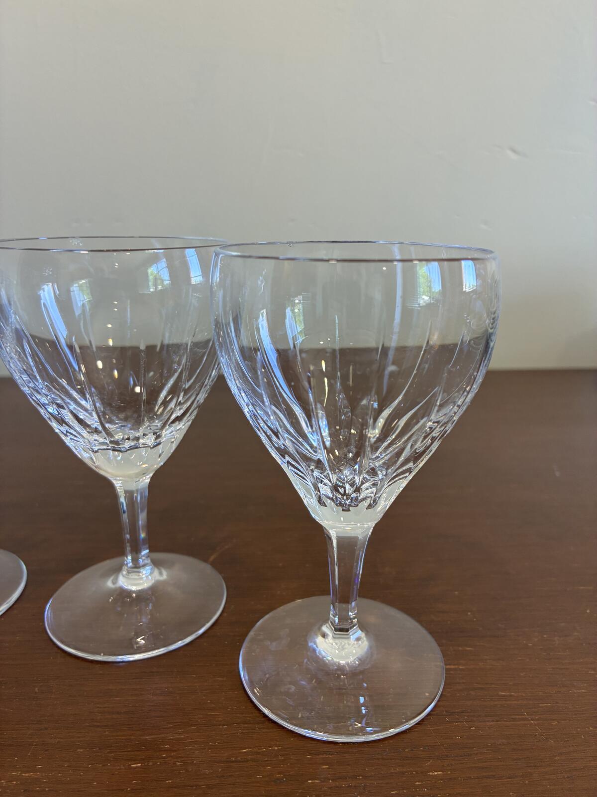 4 Vintage Josair Crystal Wine Glasses Cut Elegant Crystal Stemware Goblets