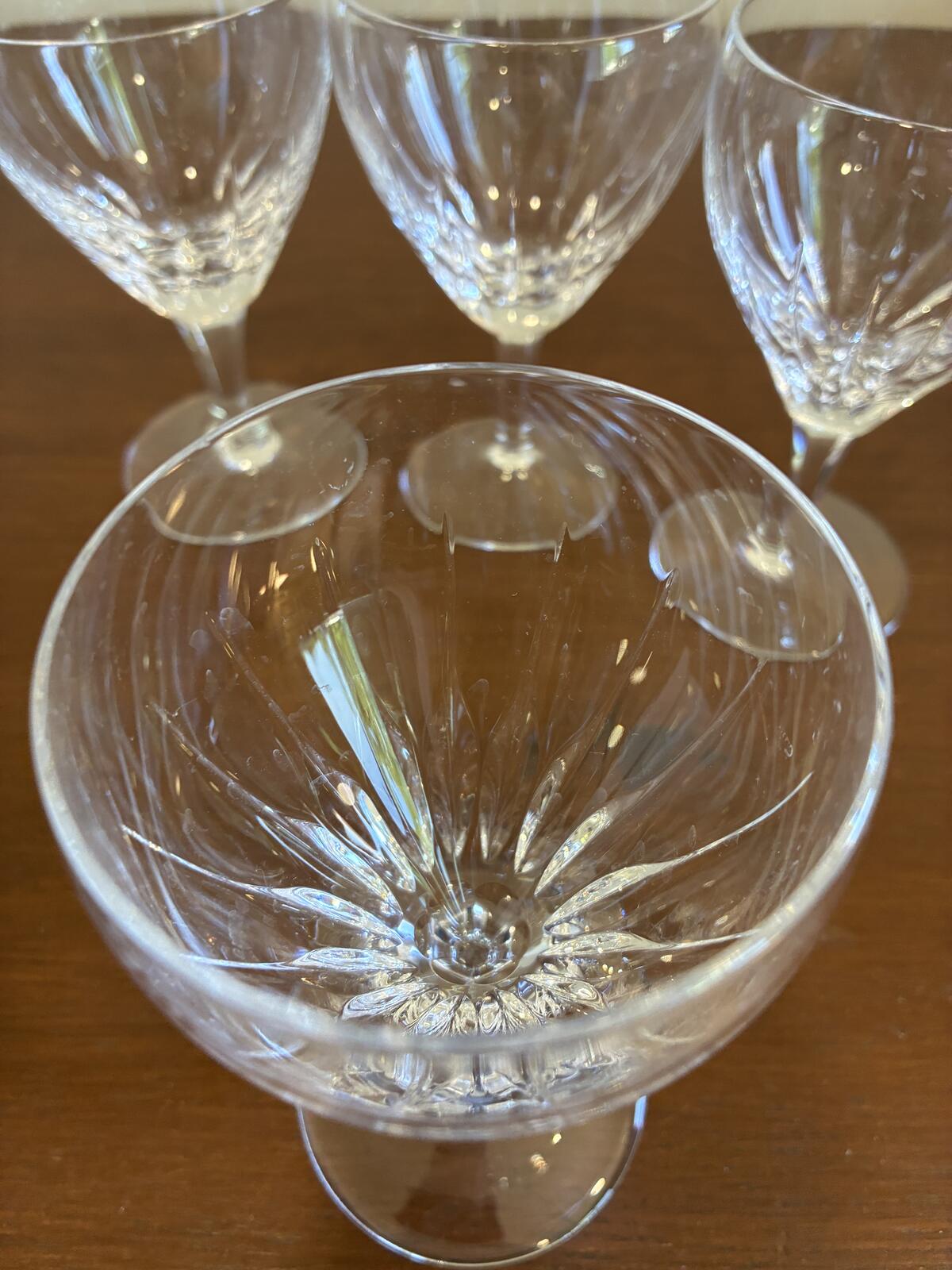 4 Vintage Josair Crystal Wine Glasses Cut Elegant Crystal Stemware Goblets